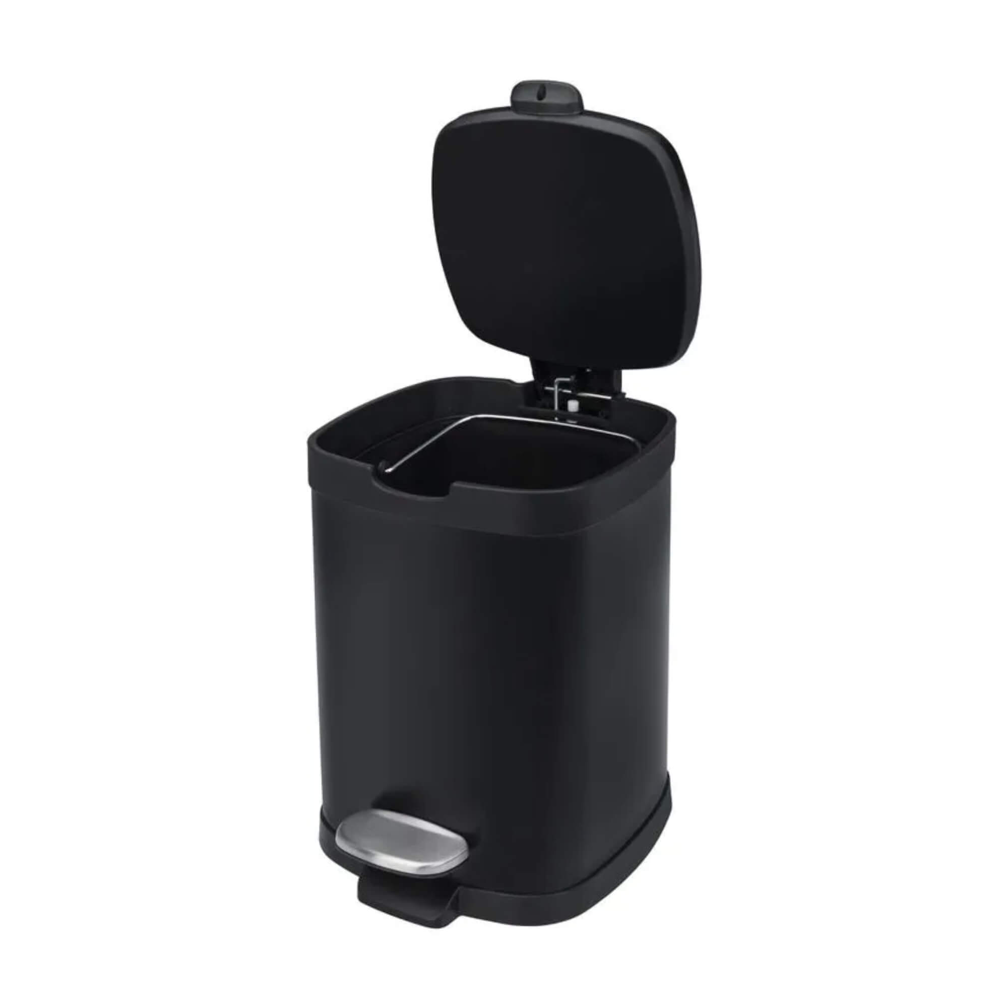Lixeira com Pedal e Balde Brinox Frame 12 Litros Aço Carbono Preto Brinox - 3065/100
