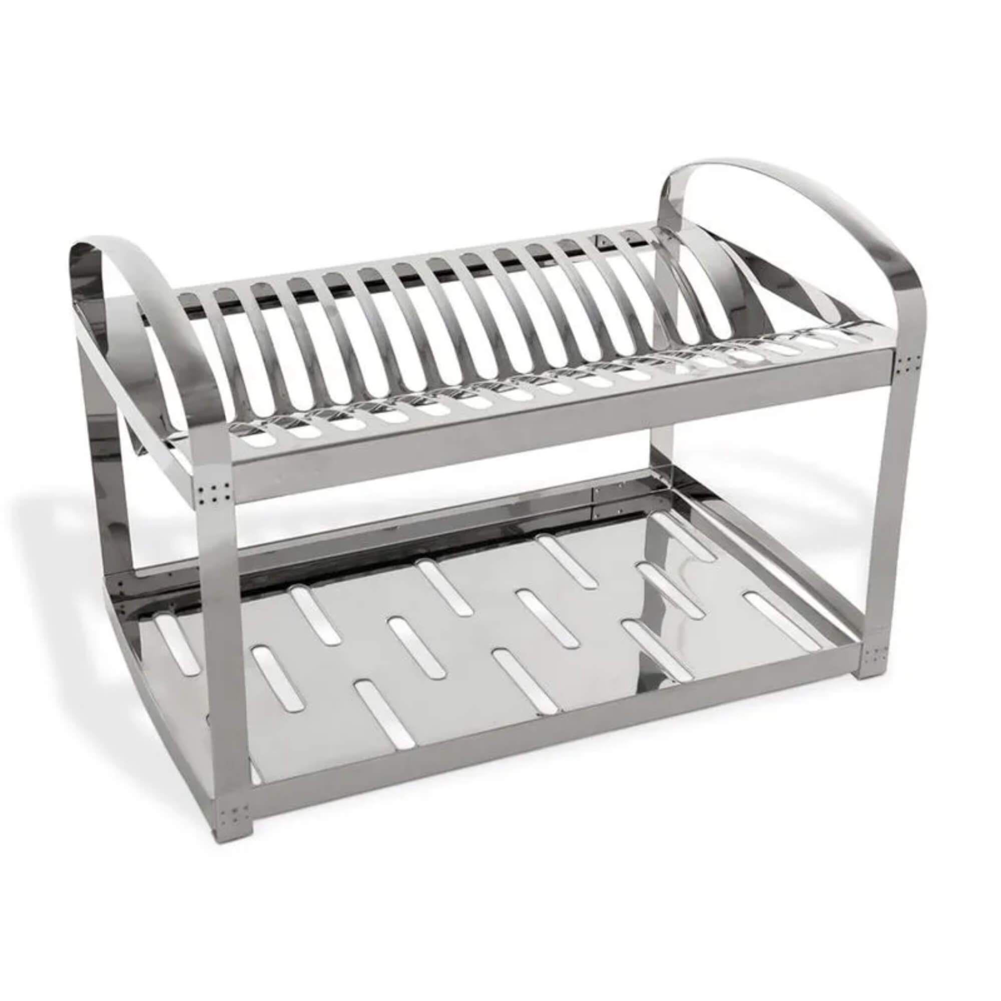 Escorredor de Louças Suprema com Porta Talheres 12 Pratos Aço Inox Brinox - 2099/112