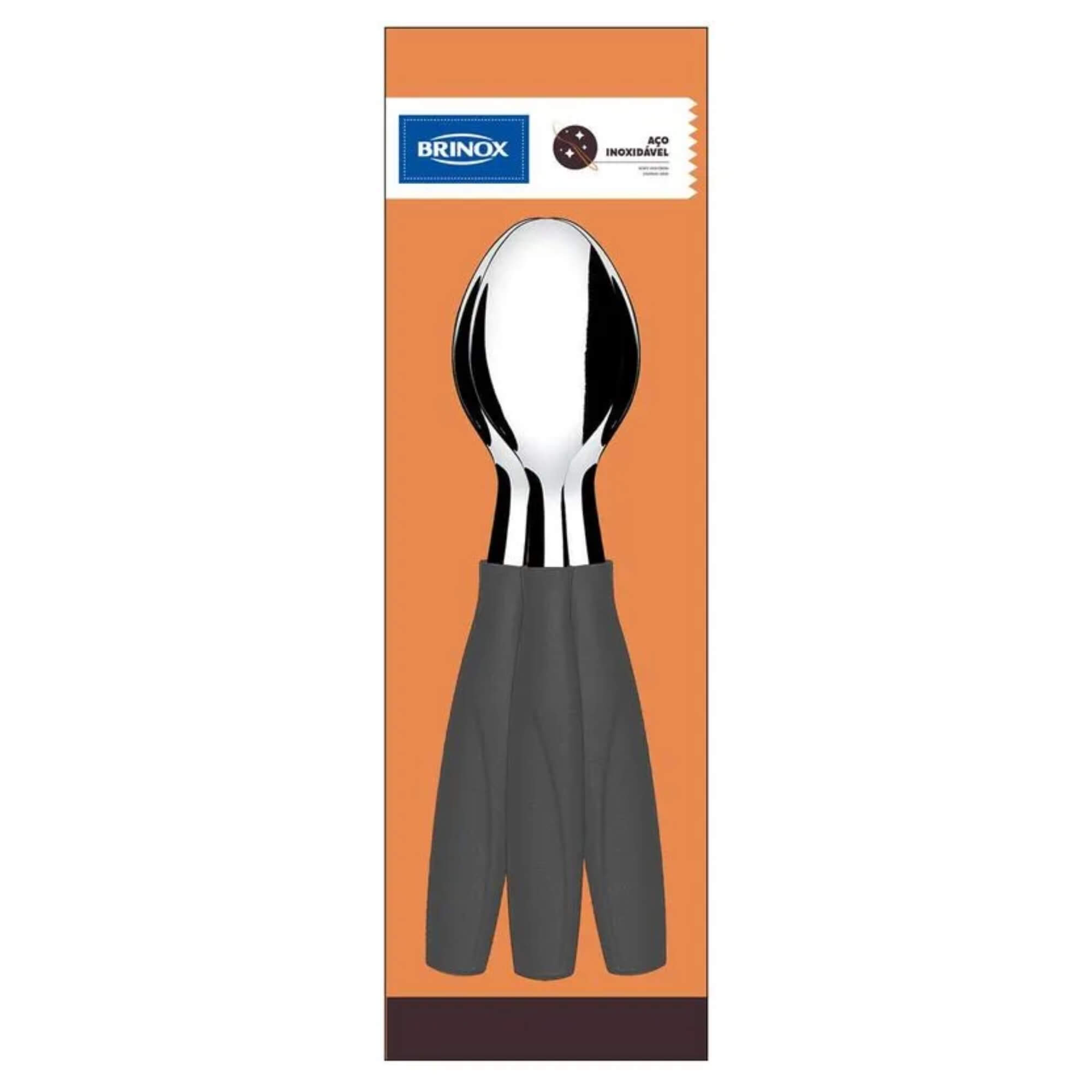 Colher de Mesa Itaparica 3 Peças Preto Brinox - 6001/310