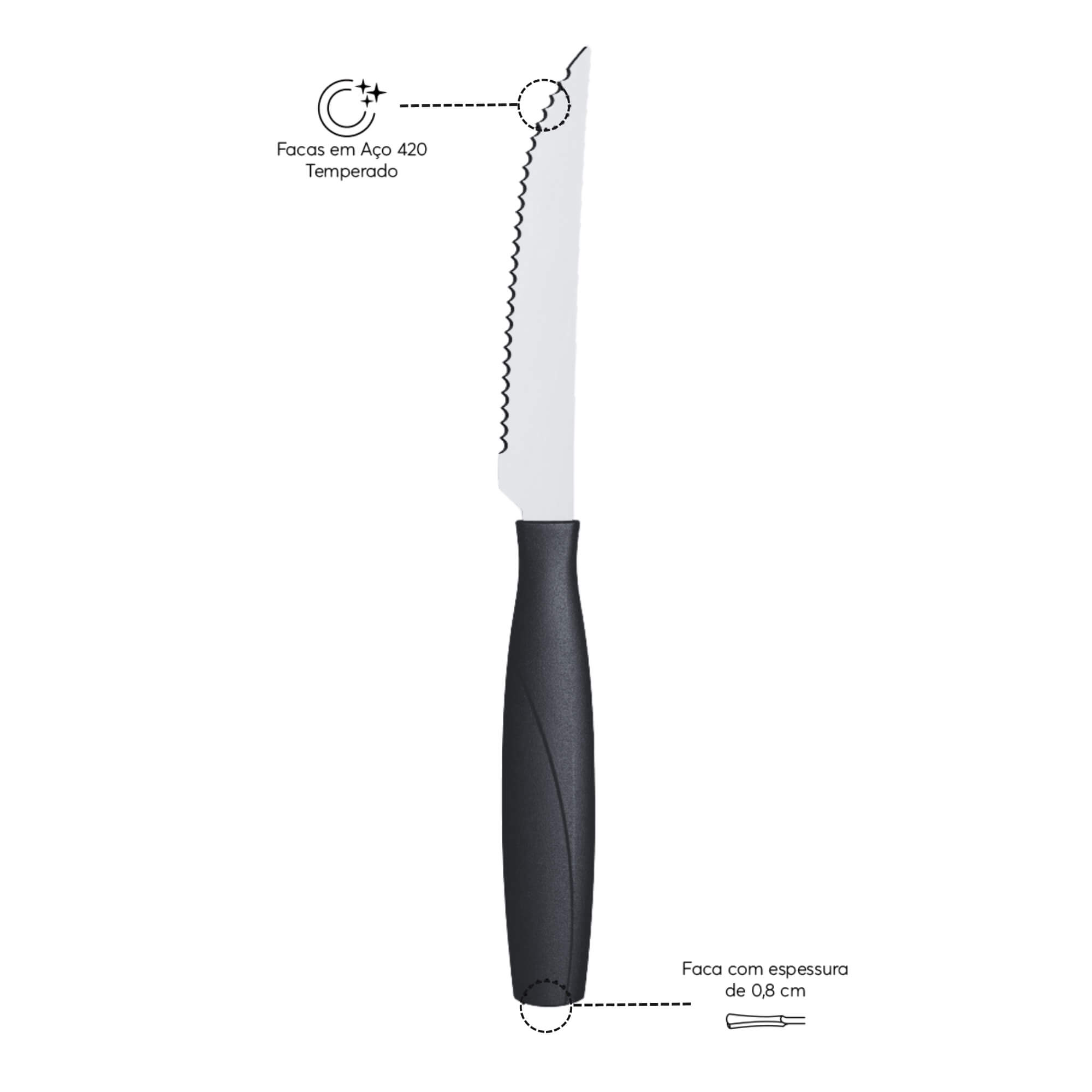 Faca de Churrasco Itaparica Preto Brinox - 6018/010