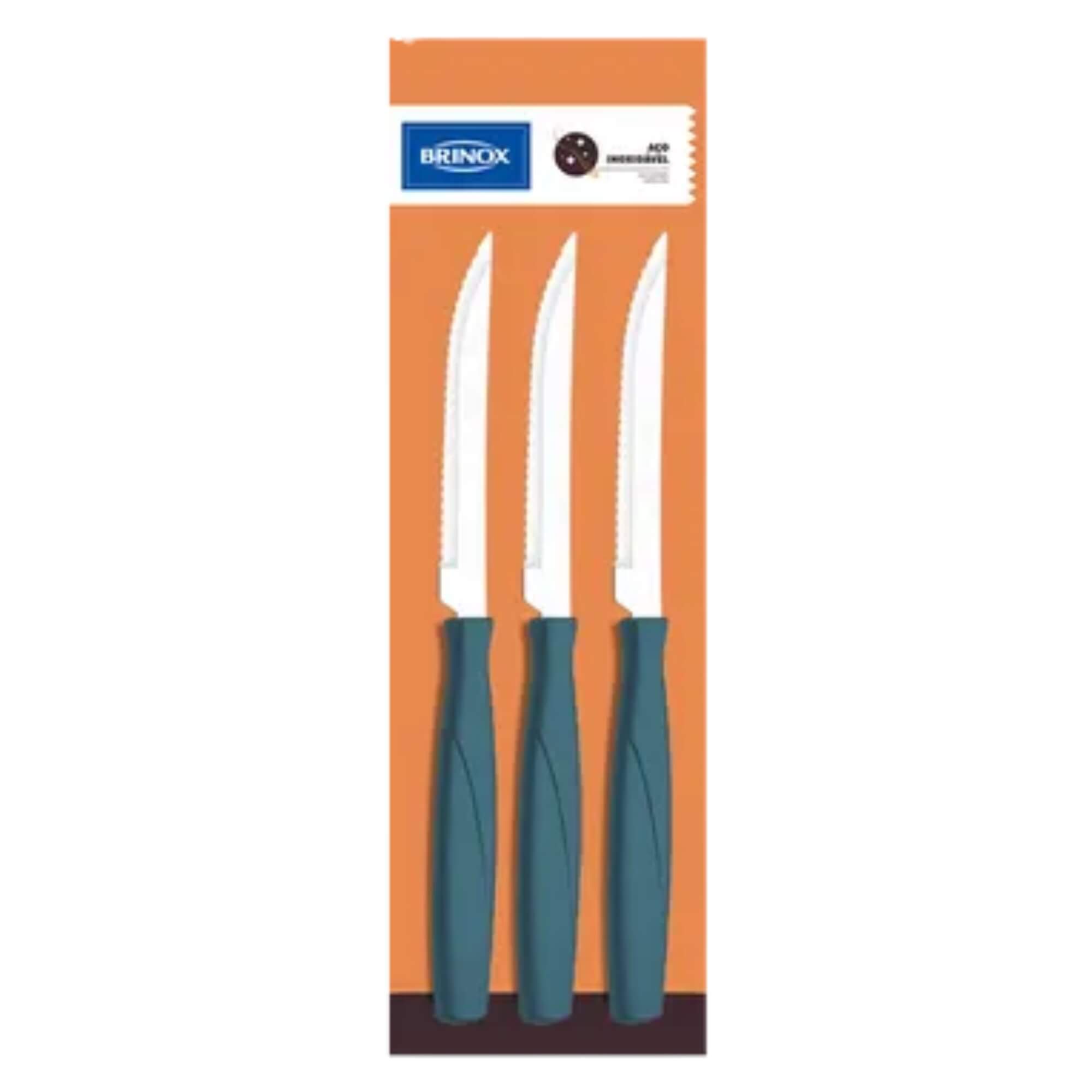 Faca de Churrasco Itaparica 3 Peças Preto Brinox - 6018/310