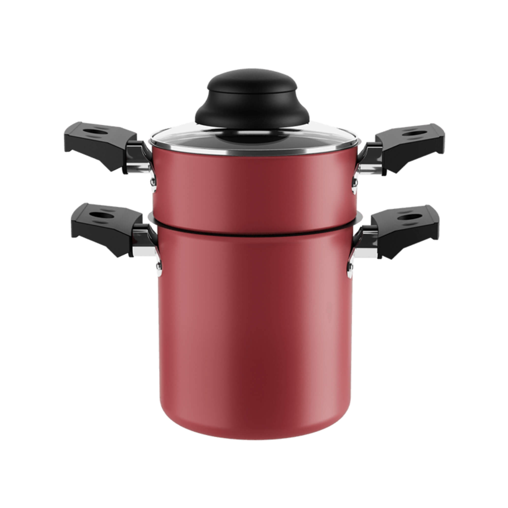 Cuscuzeira com Tampa 10cm Diâmetro 800ml Antiaderente Pro-flon Cor Vermelho Brinox - 7102/360