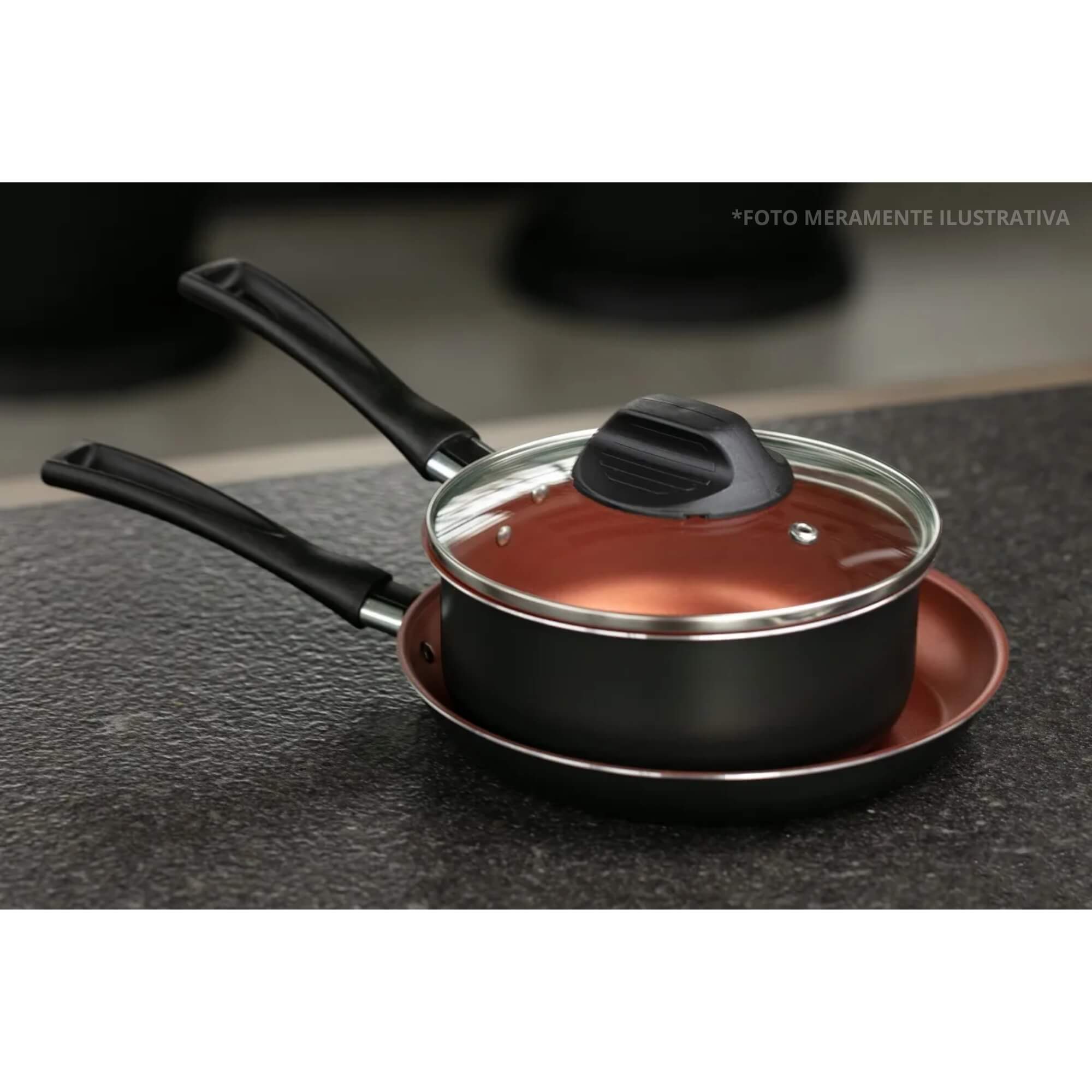 Panela c/ Tampa 16cm 1,3L Revestimento Antiaderente Cinza Range Linha Topázio Brinox - 7233/356