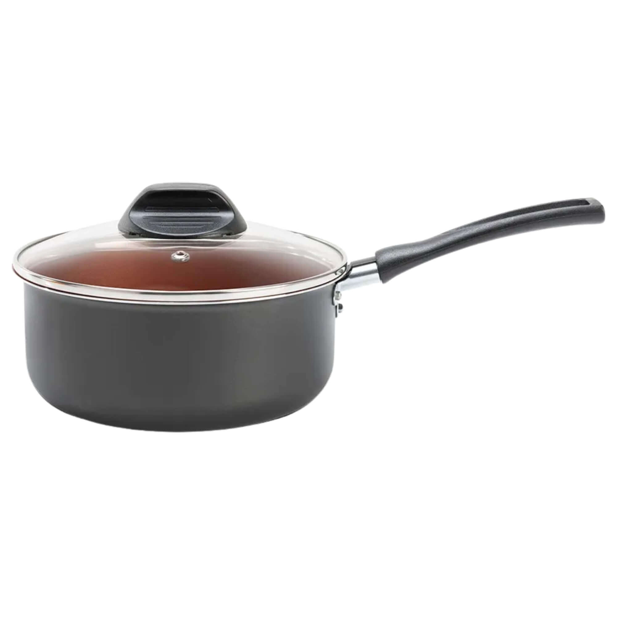 Panela com Tampa Topázio 18cm 1,9L Antiaderente Pro-flon Cinza Range Brinox - 7233/357