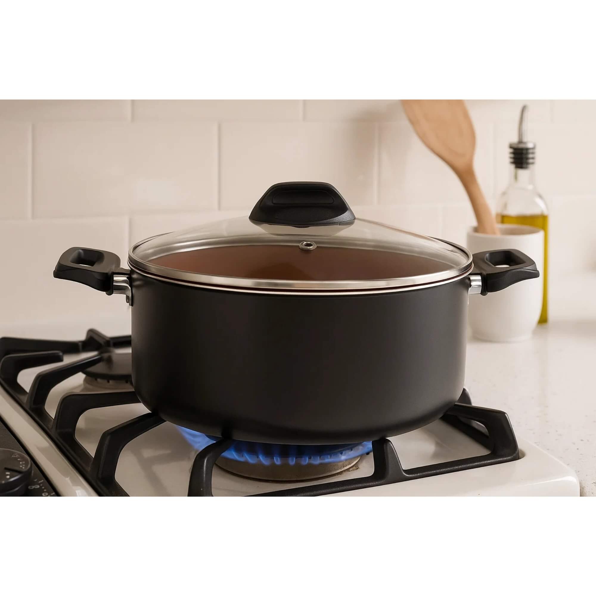 Caçarola com Tampa Topázio 18cm 1,9L Antiaderente Pro-flon Cinza Range Brinox - 7233/360