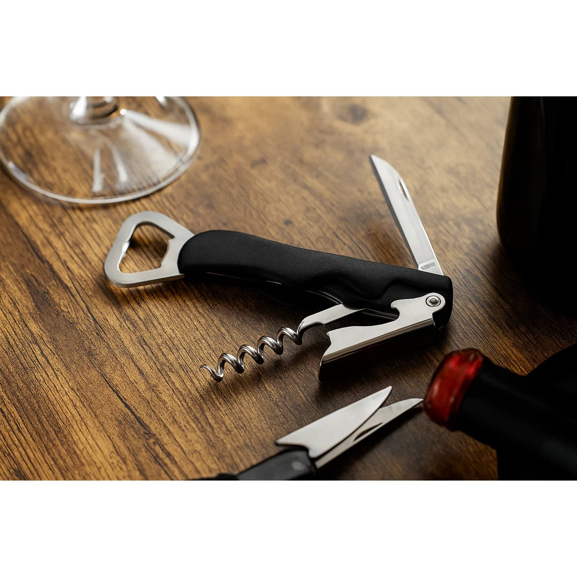 Saca Rolhas Abridor de Garrafas Preto Brinox - 2310/321