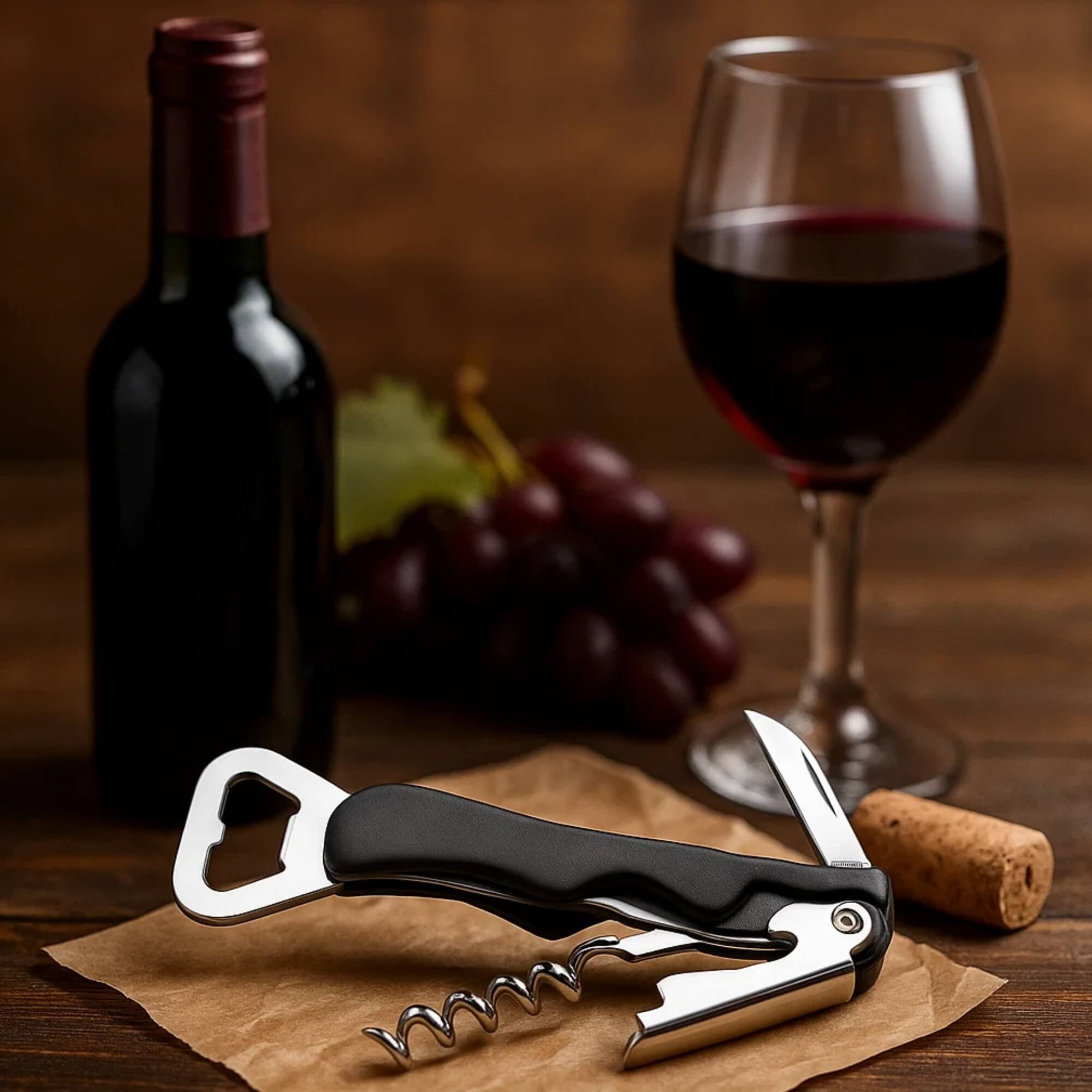 Saca Rolhas Abridor de Garrafas Preto Brinox - 2310/321