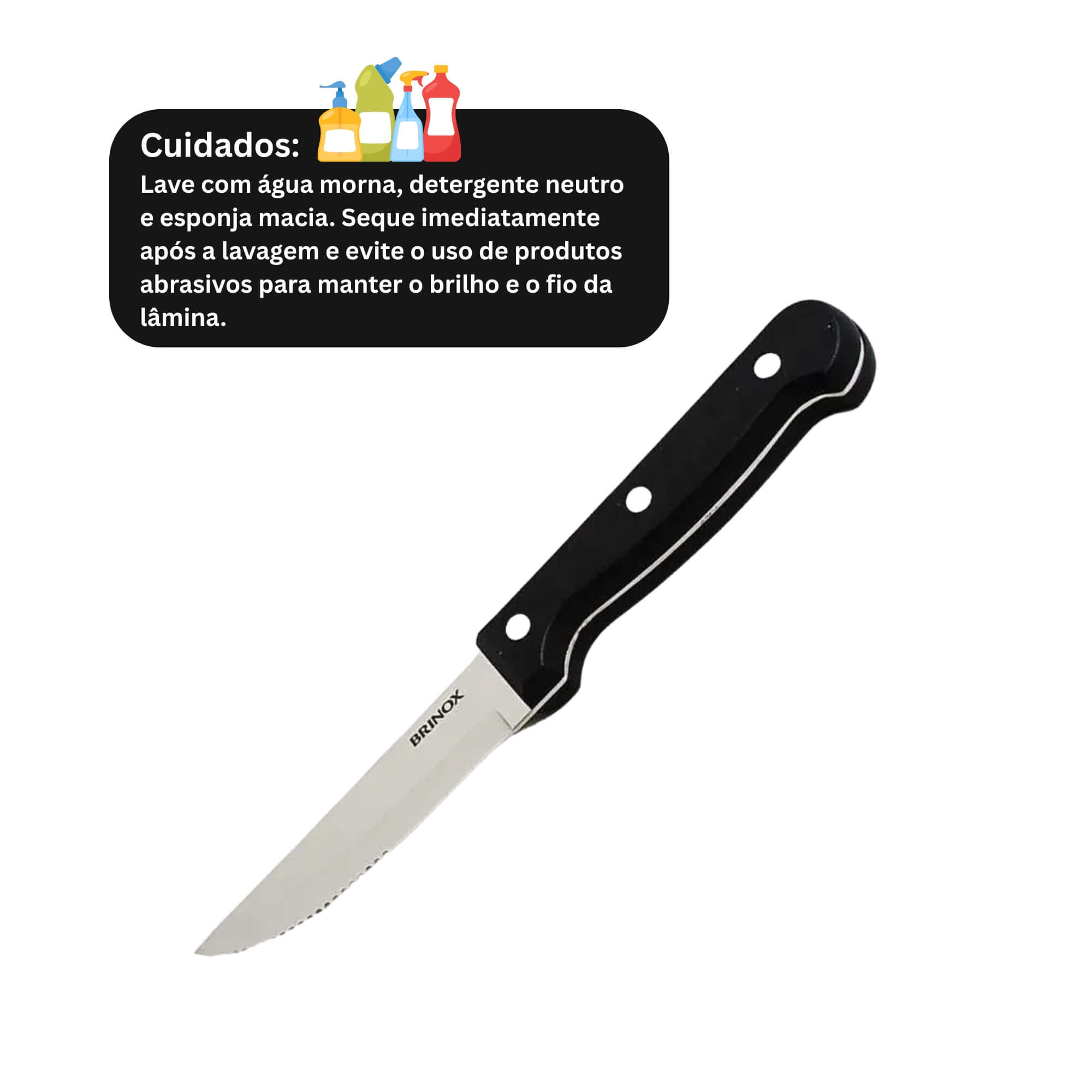 Faca para Churrasco 4,5" Jumbo Aço Inox Brinox - 2554/010