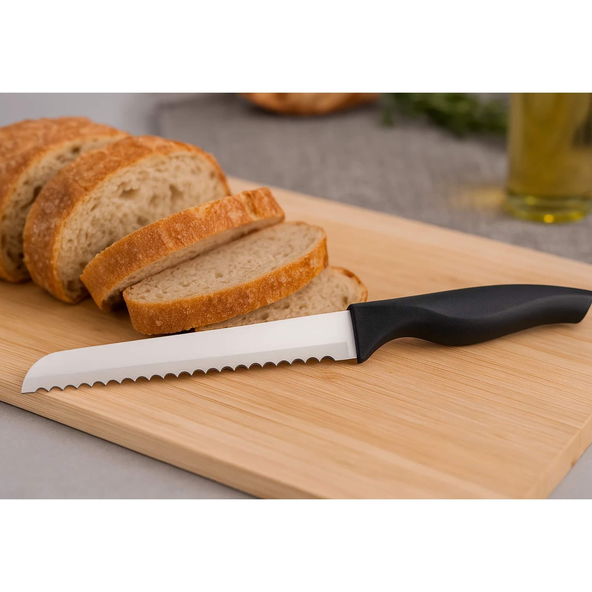 Faca p/ Pão 8" lâmina serrilhada aço inoxidável, polido e temperado cabo preto Brinox - 2556/302