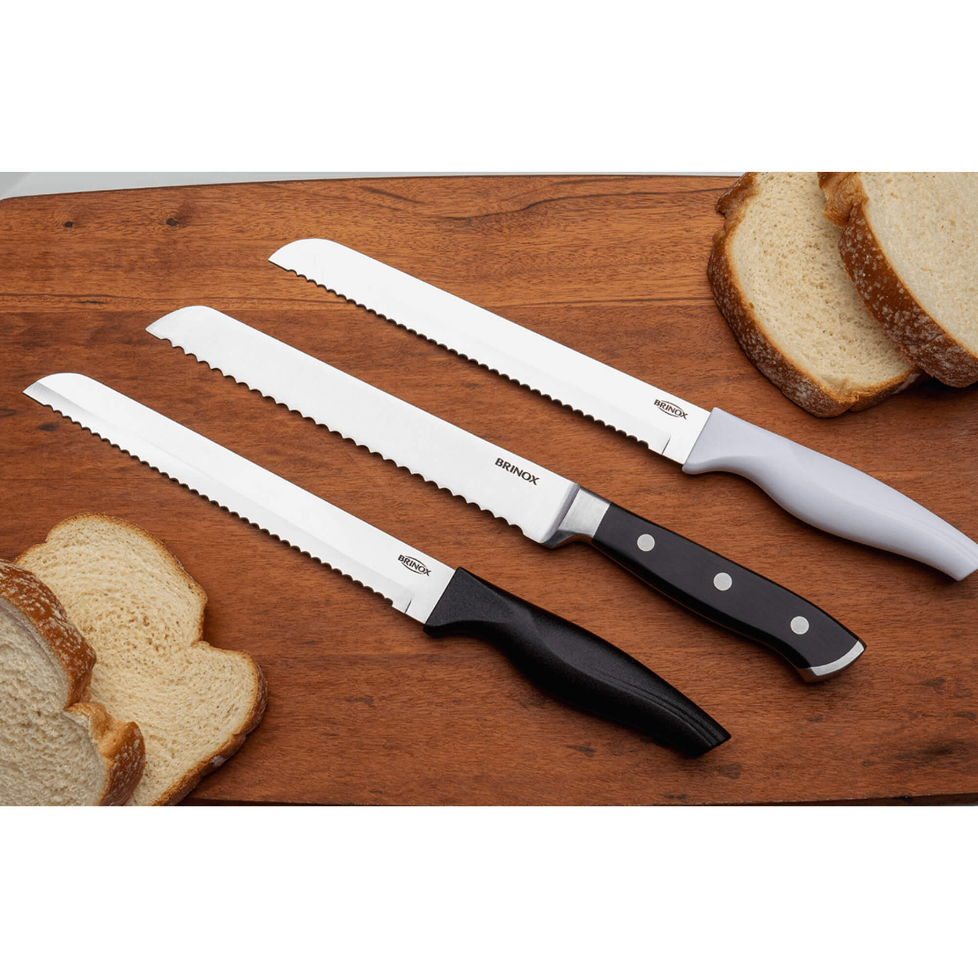 Faca p/ Pão 8" lâmina serrilhada aço inoxidável, polido e temperado cabo preto Brinox - 2556/302