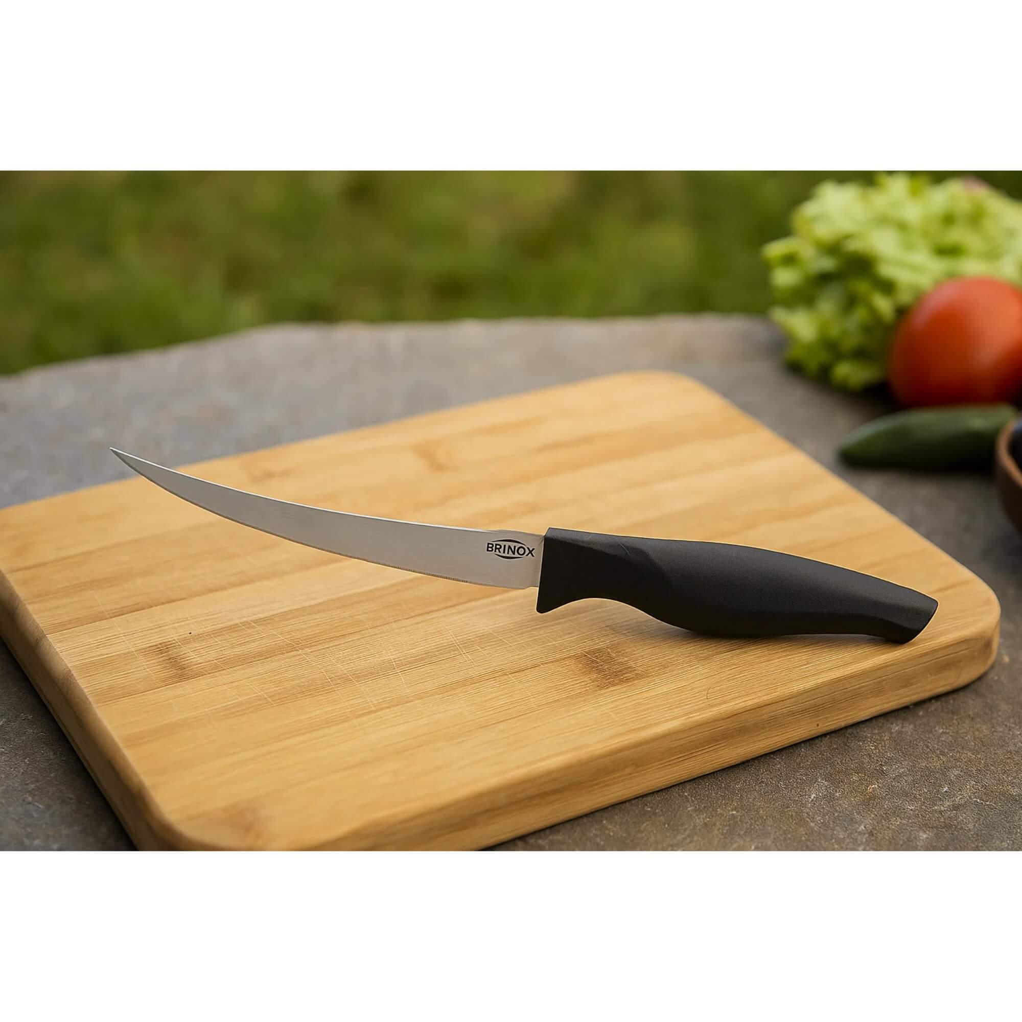 Faca para Tomate 5" lâmina aço inoxidável polido e temperado cabo preto Cross Brinox - 2556/314