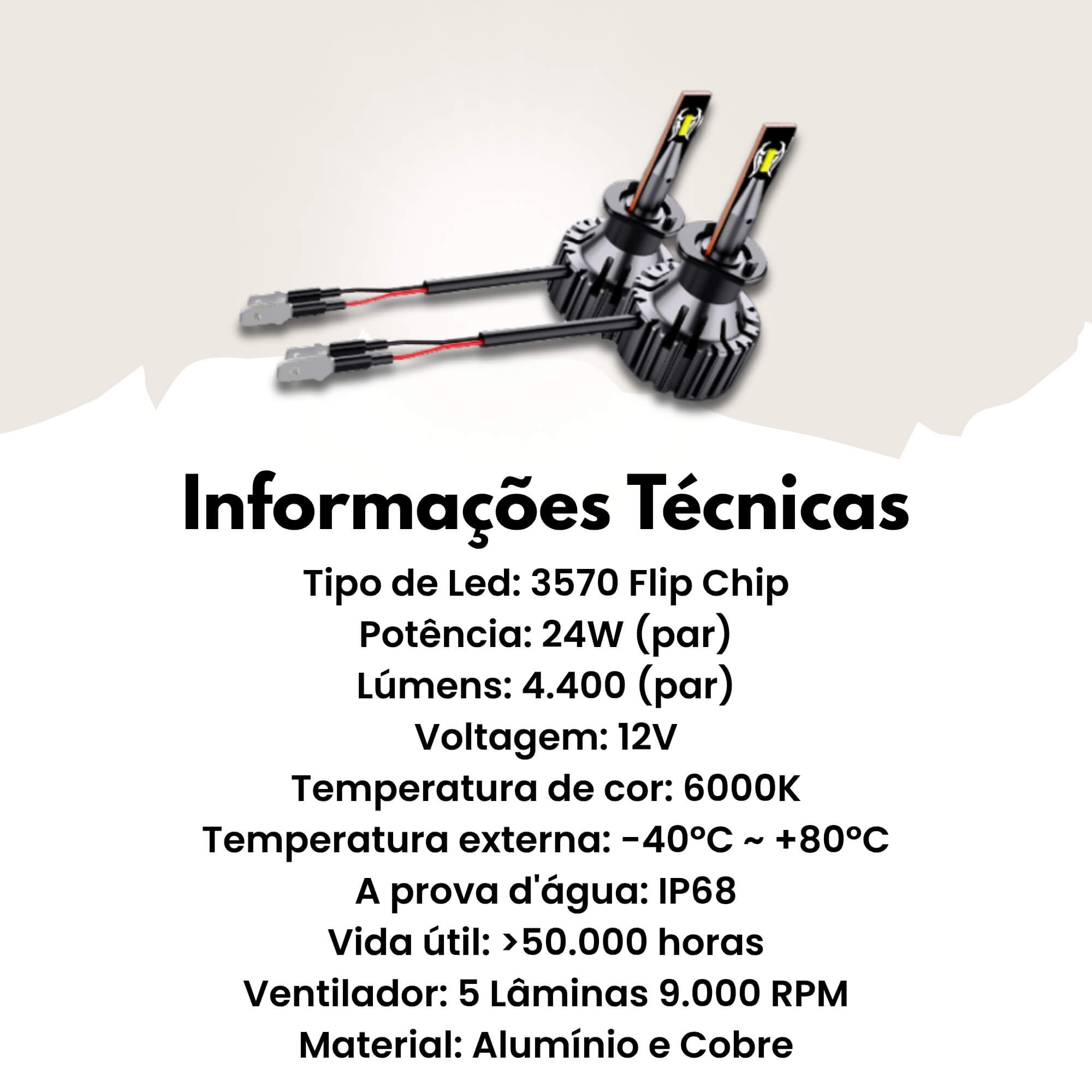 Par de Lâmpadas LED Veicular H1 Linha Nano LED Roadstar - RS-H1 11BR MI