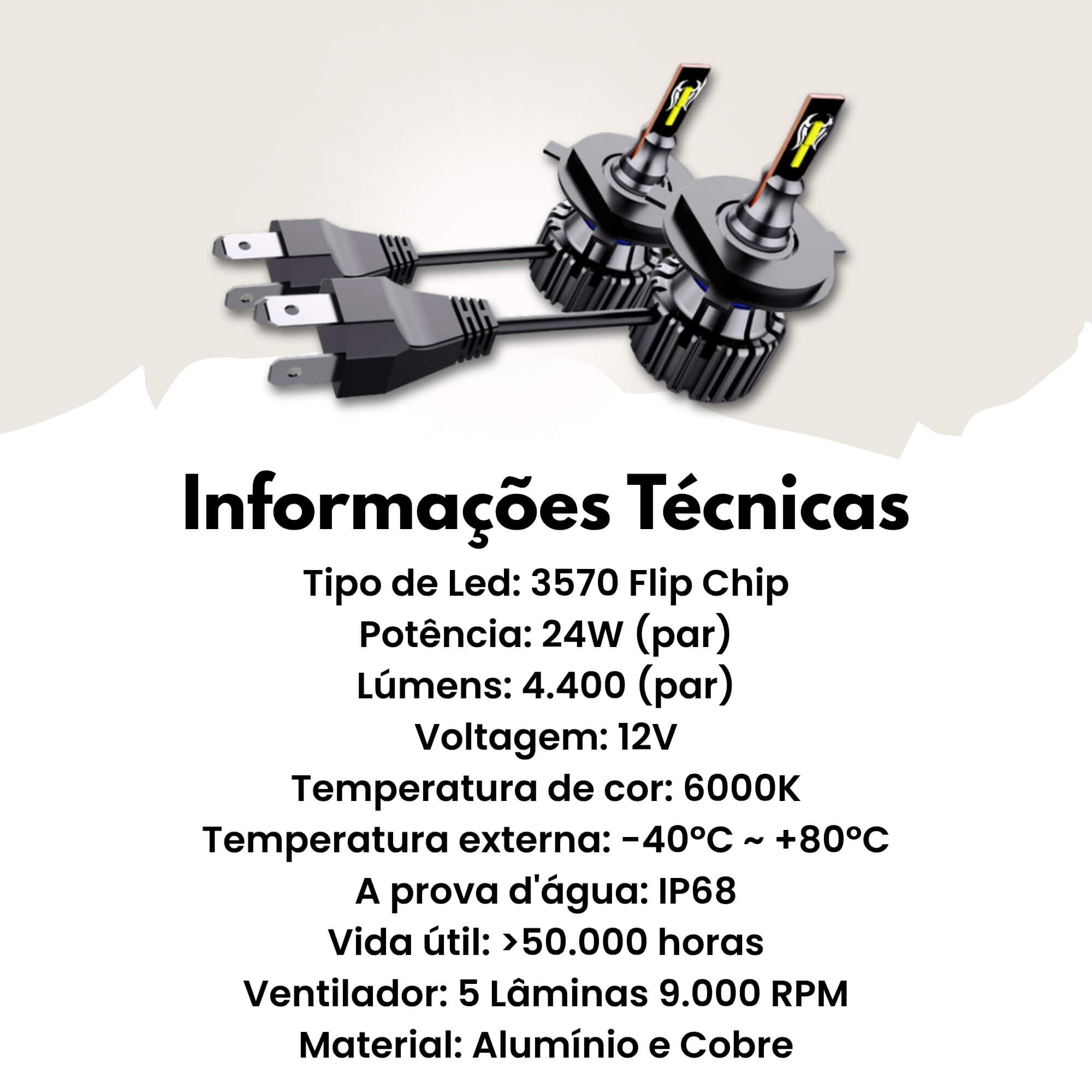 Par de Lâmpadas LED Veicular H4 Linha Nano LED Roadstar 4400LM - RS-H4 11BR MI