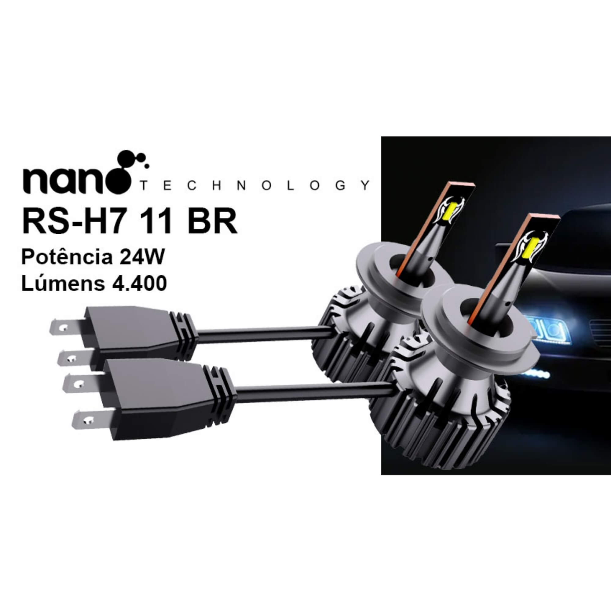 Par de Lâmpadas LED Veicular H7 Linha Nano LED Roadstar - RS-H7 11BR MI