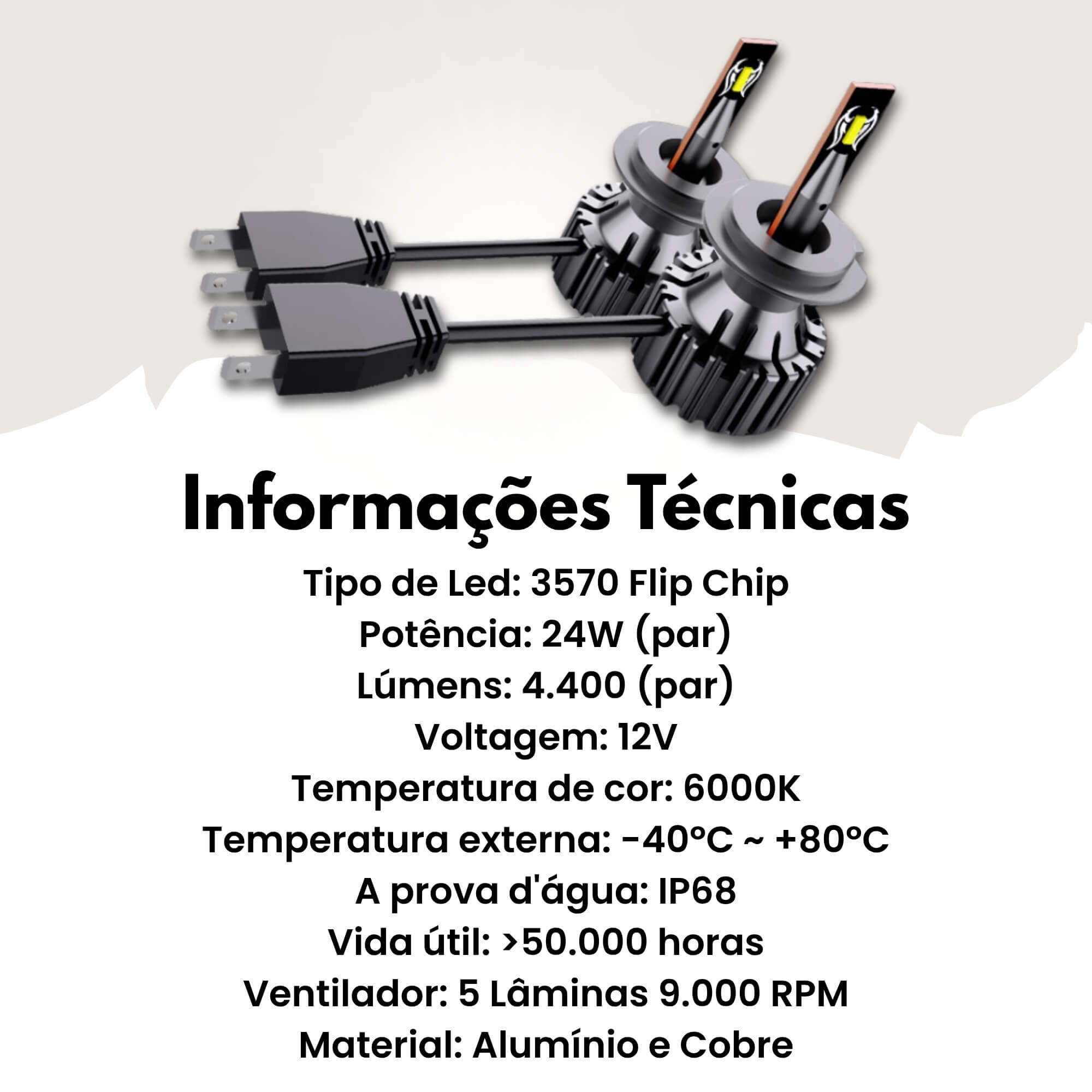 Par de Lâmpadas LED Veicular H7 Linha Nano LED Roadstar - RS-H7 11BR MI
