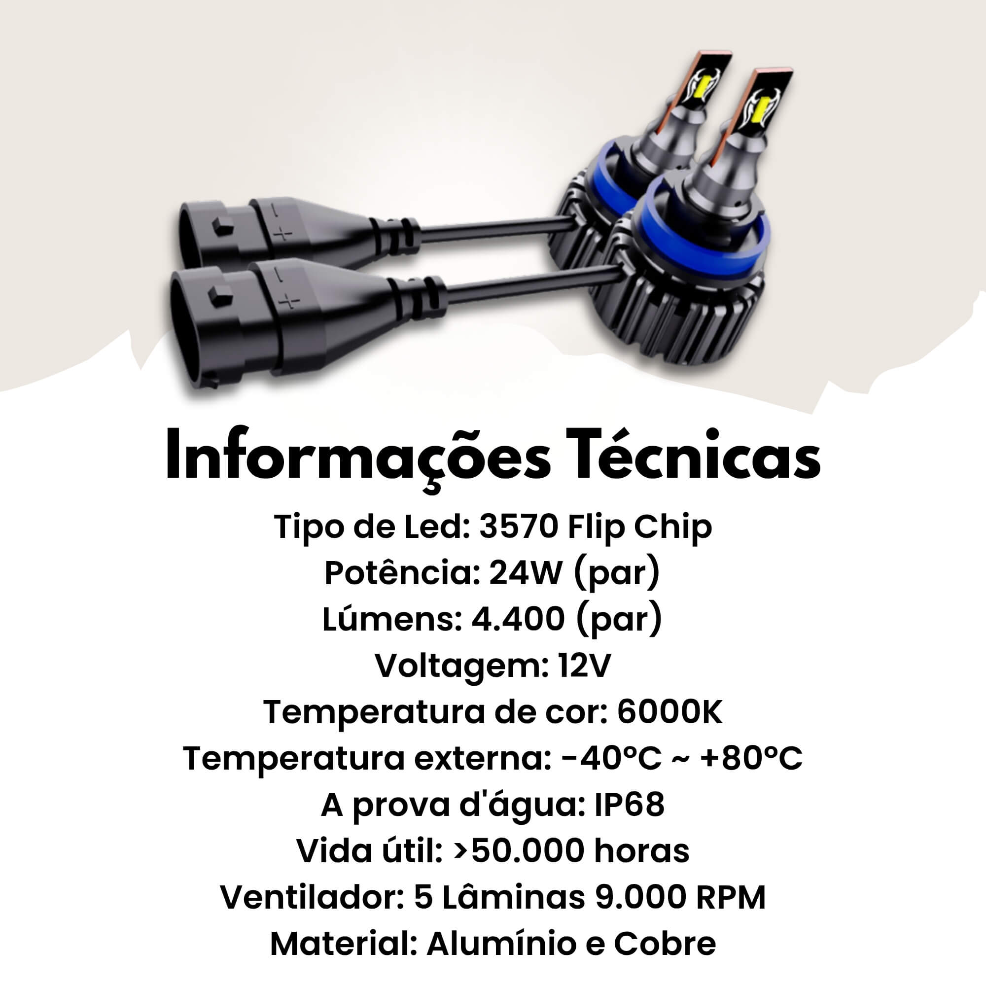 Par de Lâmpadas LED Veicular H11 Linha Nano LED Roadstar - RS-H11 11BR MI