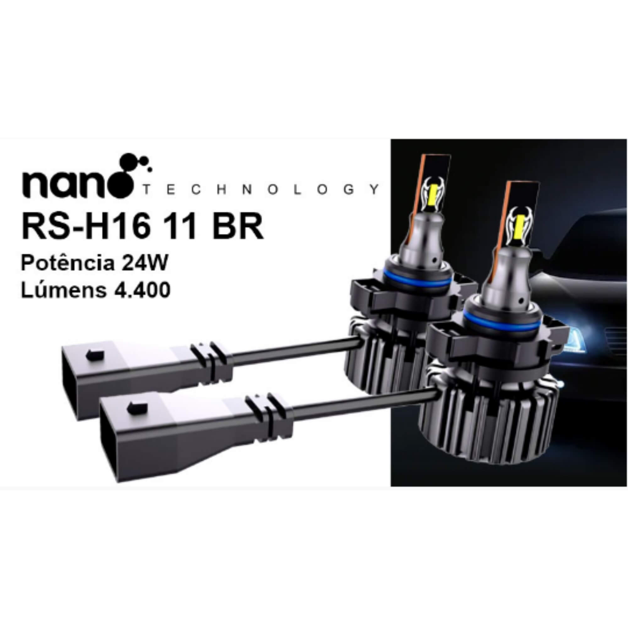 Par de Lâmpadas LED Veicular H16 Linha Nano LED Roadstar - RS-H16 11BR MI
