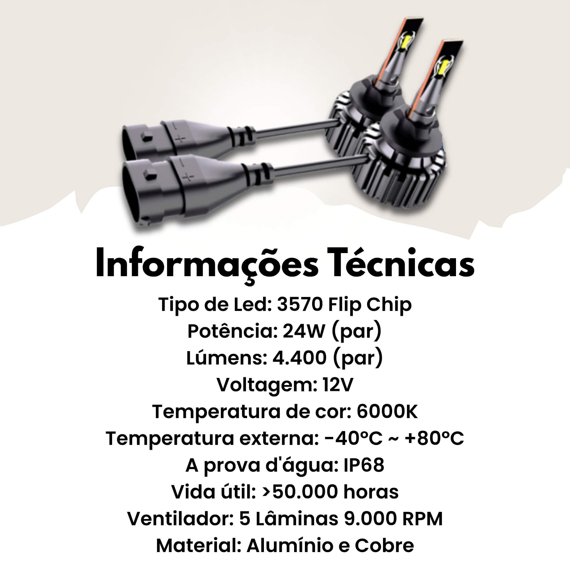 Par de Lâmpadas LED Veicular H27 Linha Nano LED Roadstar - RS-H27 11BR MI