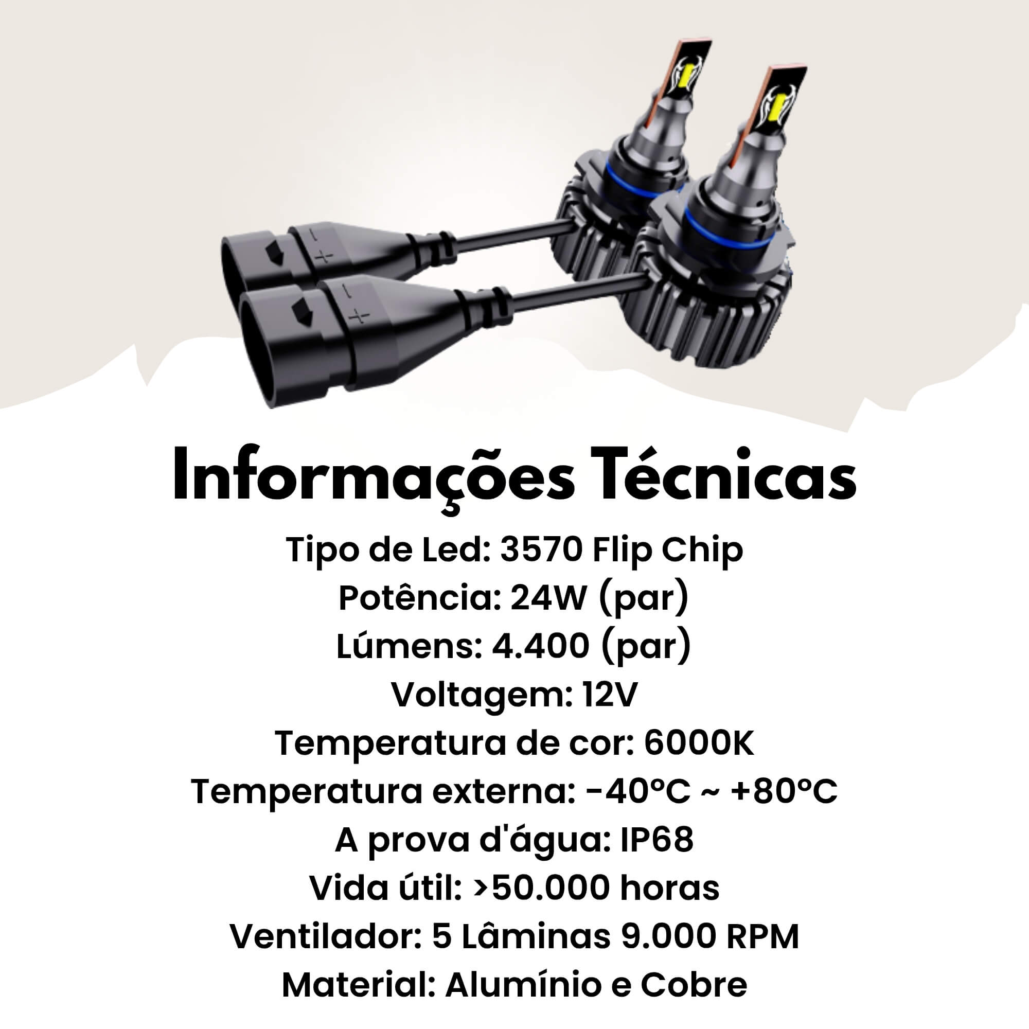 Par de Lâmpadas LED Veicular HB3 Linha Nano LED Roadstar - RS-HB3 11BR MI