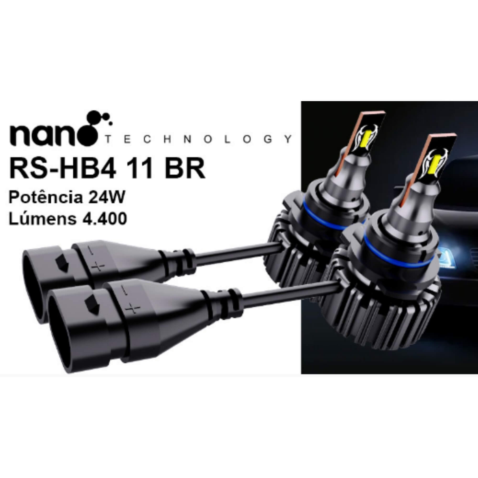 Par de Lâmpadas LED Veicular HB4 Linha Nano LED Roadstar - RS-HB4 11BR MI