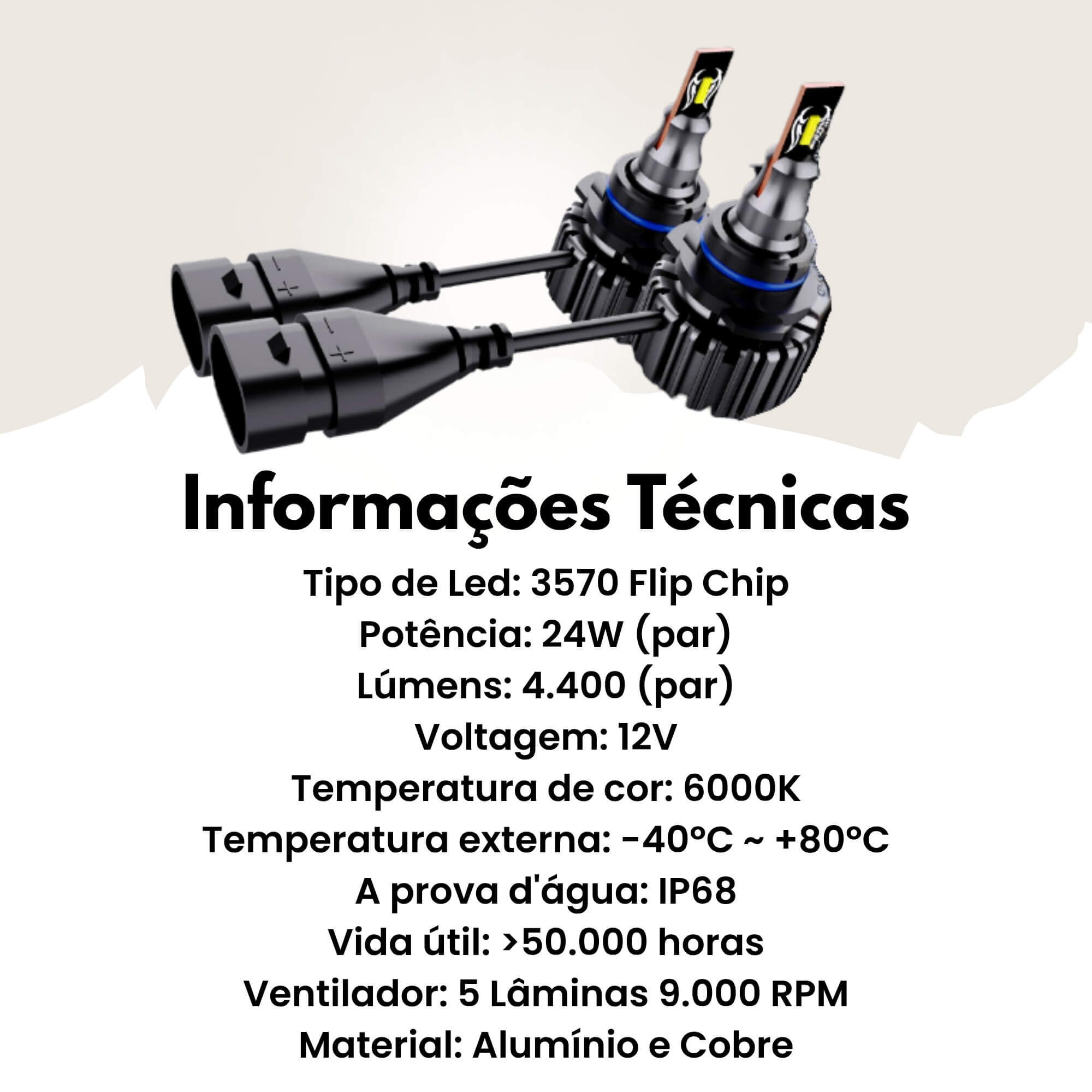 Par de Lâmpadas LED Veicular HB4 Linha Nano LED Roadstar - RS-HB4 11BR MI