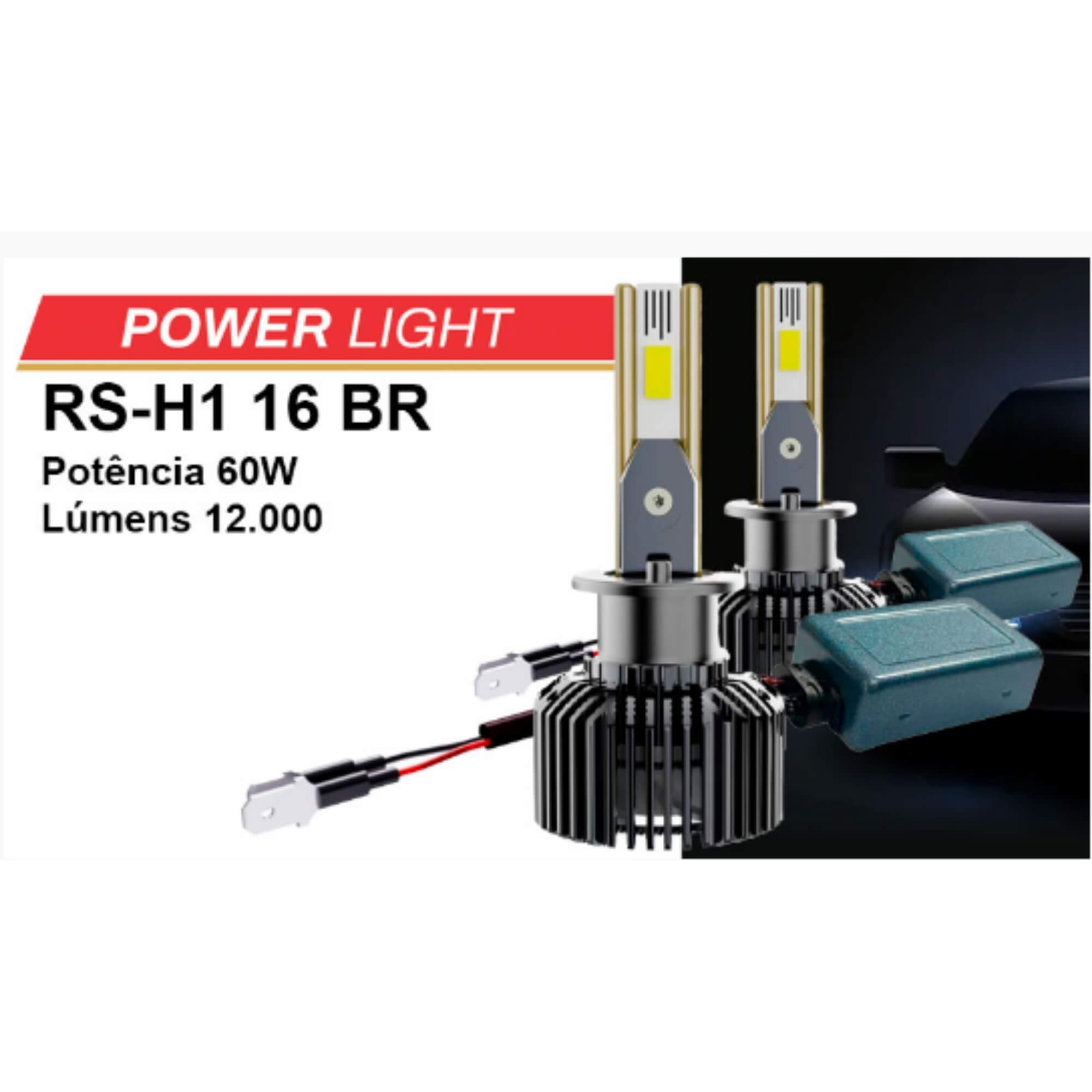 Par de Lâmpadas LED Veicular H1 Linha Power Light Roadstar - RS-H1 16BR MI