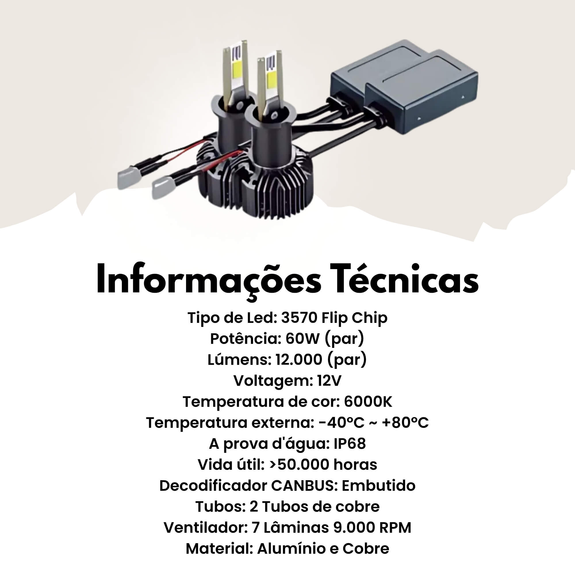 Par de Lâmpadas LED Veicular H3 Linha Power Light Roadstar - RS-H3 16BR MI
