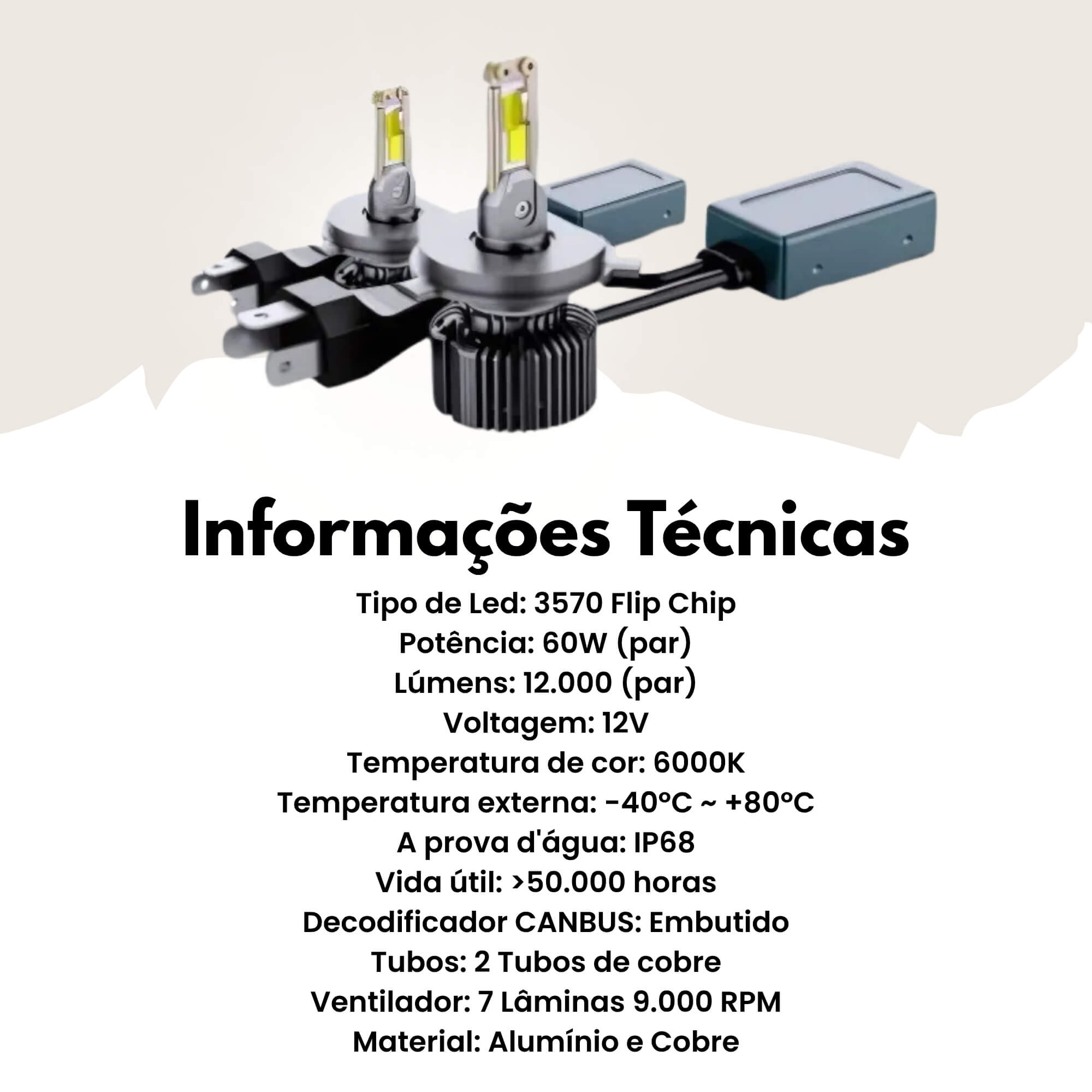 Par de Lâmpadas LED Veicular H4 Linha Power Light Roadstar - RS-H4 16BR MI