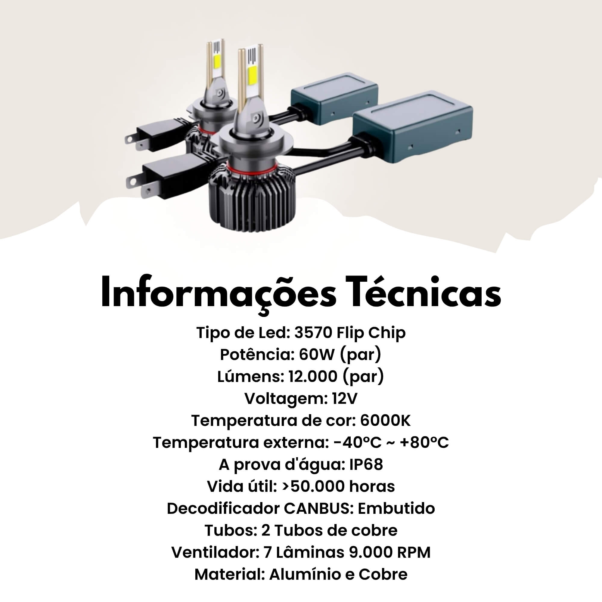 Par de Lâmpadas de LED Veicular H7 Linha Power Light Roadstar - RS-H7 16BR MI