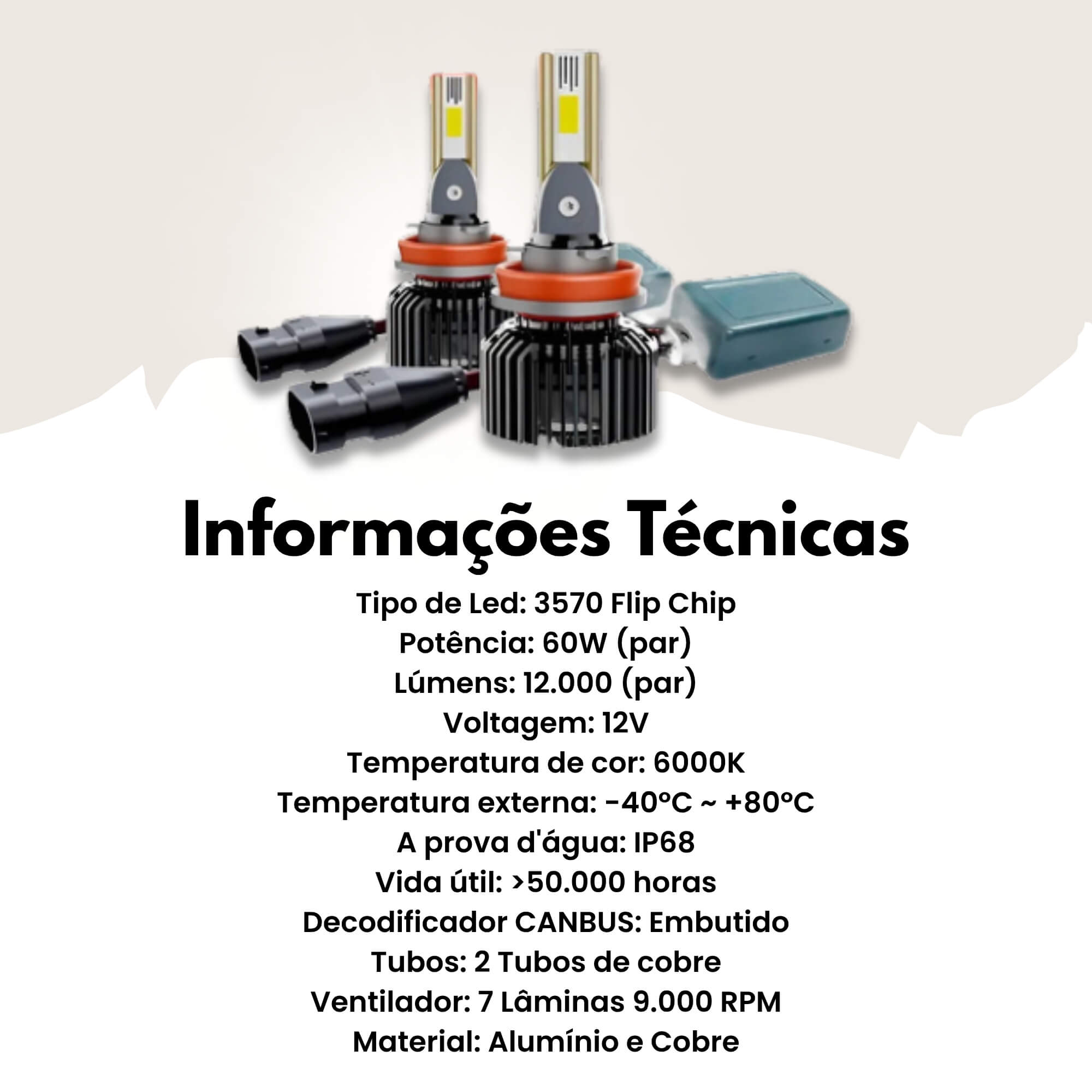 Par de Lâmpadas LED Veicular H11 Linha Power Light Roadstar - RS-H11 16BR MI