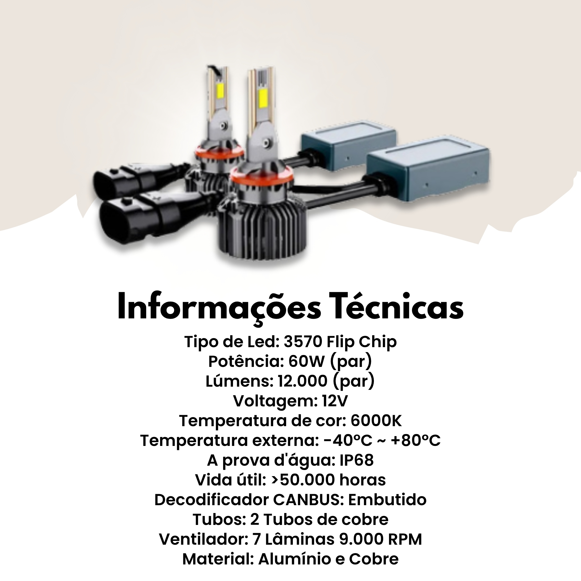 Par de Lâmpadas LED Veicular H27 Linha Power Light Roadstar - RS-H27 16BR MI