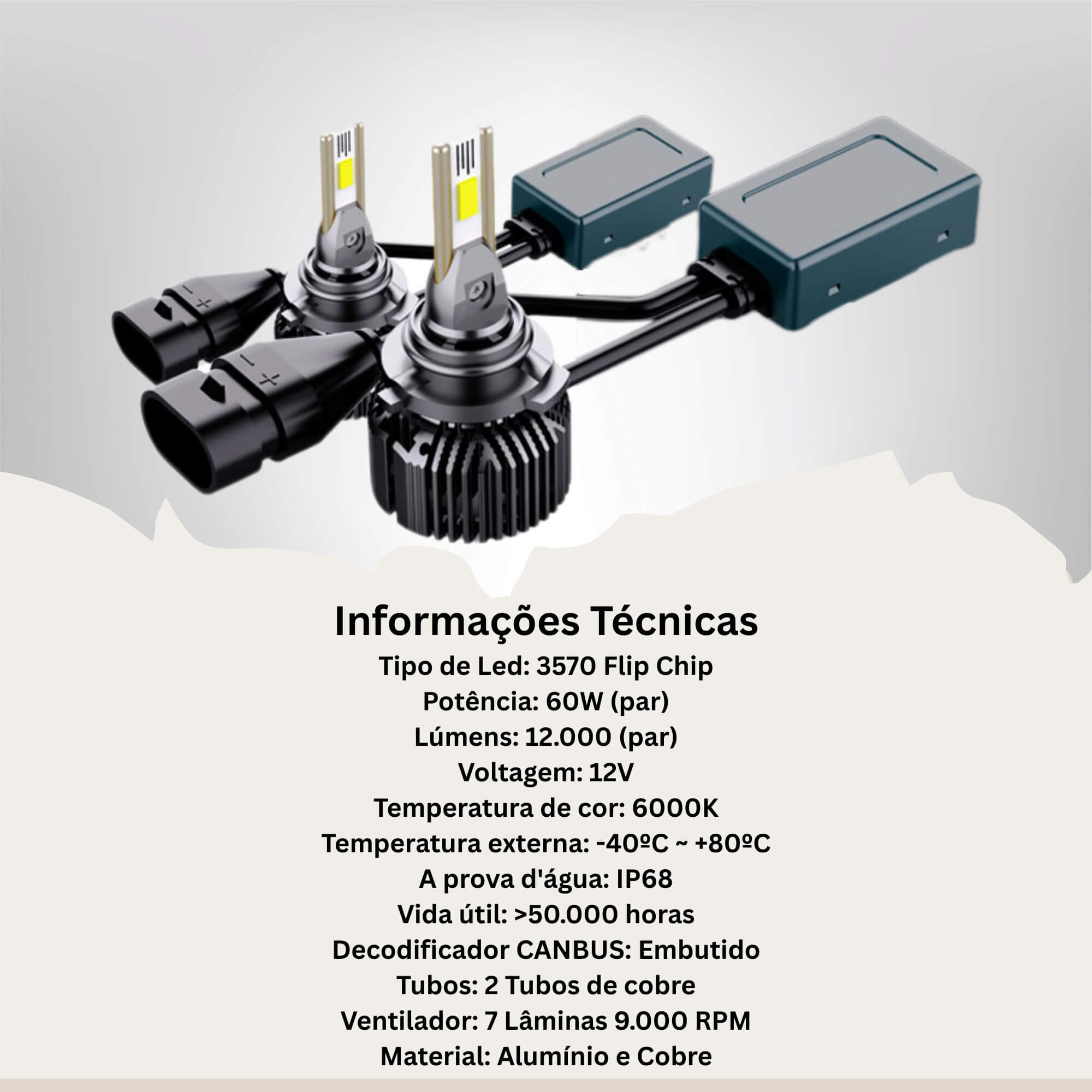 Par de Lâmpadas LED Veicular HB4 Linha Power Light Roadstar - RS-HB4 16BR MI