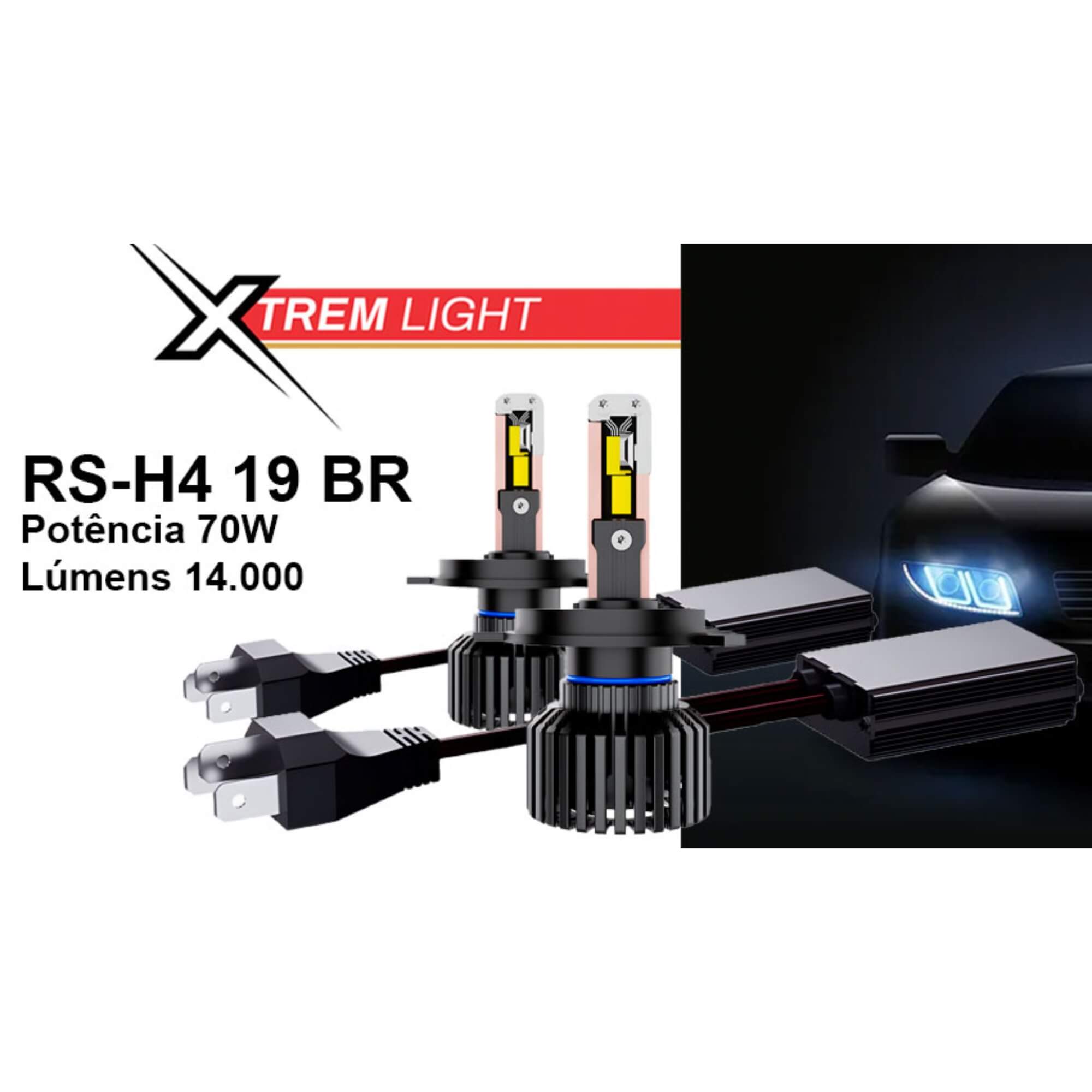 Par de Lâmpadas LED Veicular H4 Linha Xtrem Light Roadstar - RS-H4 19BR MI