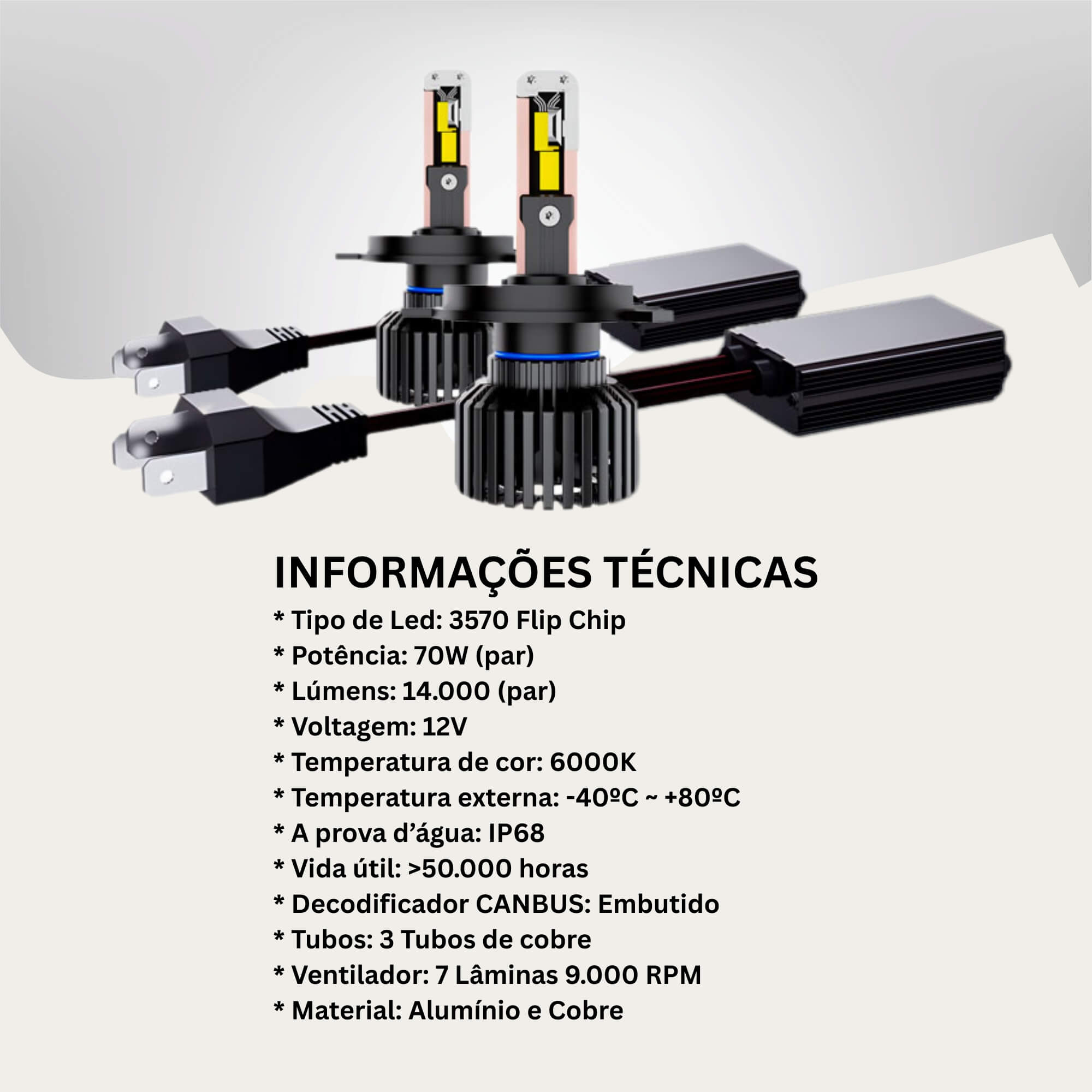 Par de Lâmpadas LED Veicular H4 Linha Xtrem Light Roadstar - RS-H4 19BR MI