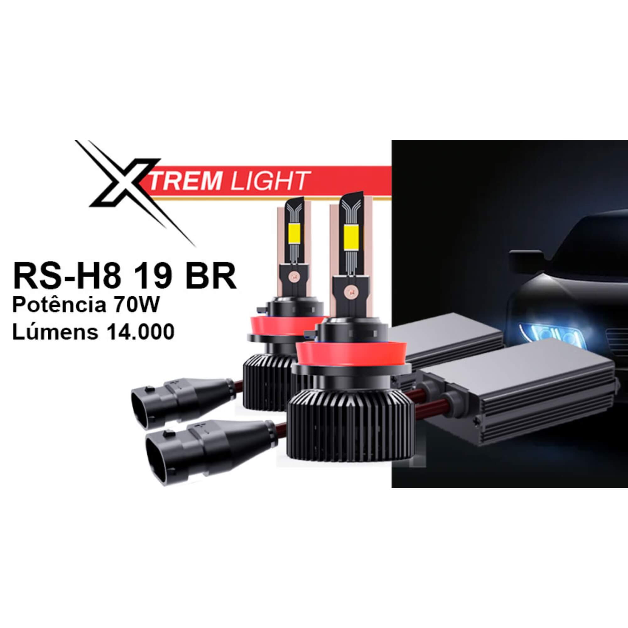 Par de Lâmpadas LED Veicular H8 Linha Xtrem Light Roadstar - RS-H8 19BR MI