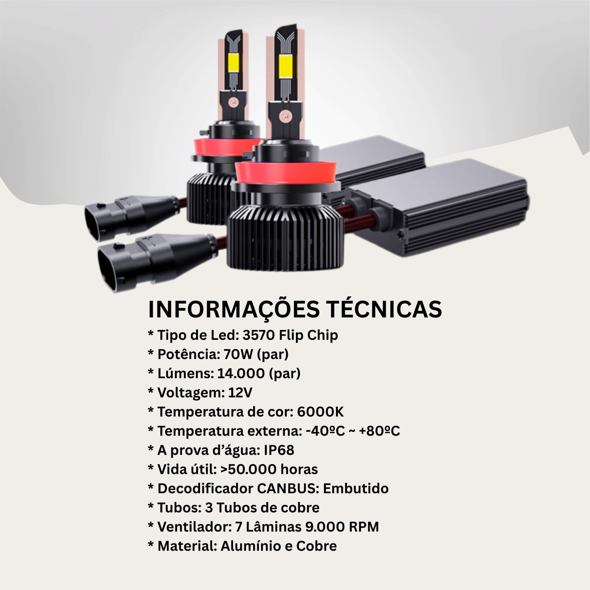 Par de Lâmpadas LED Veicular H8 Linha Xtrem Light Roadstar - RS-H8 19BR MI