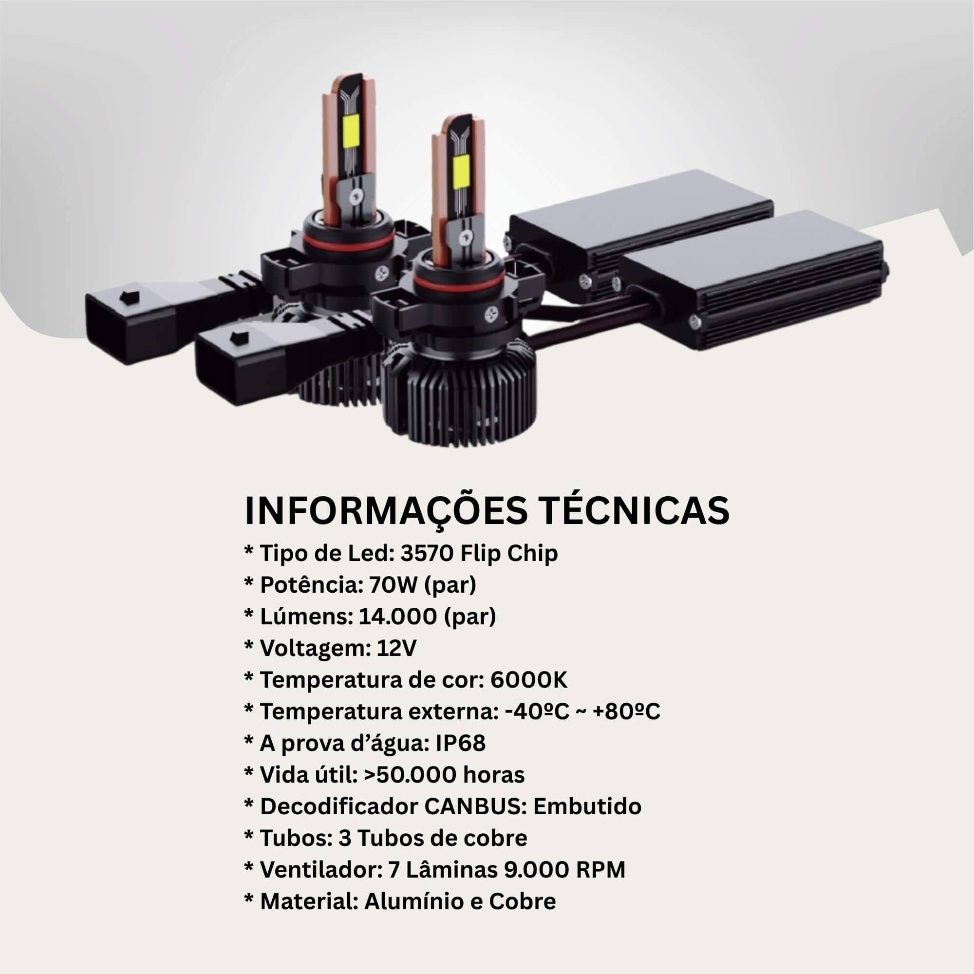 Par de Lâmpadas LED Veicular H16 Linha Xtrem Light Roadstar - RS-H16 19BR MI