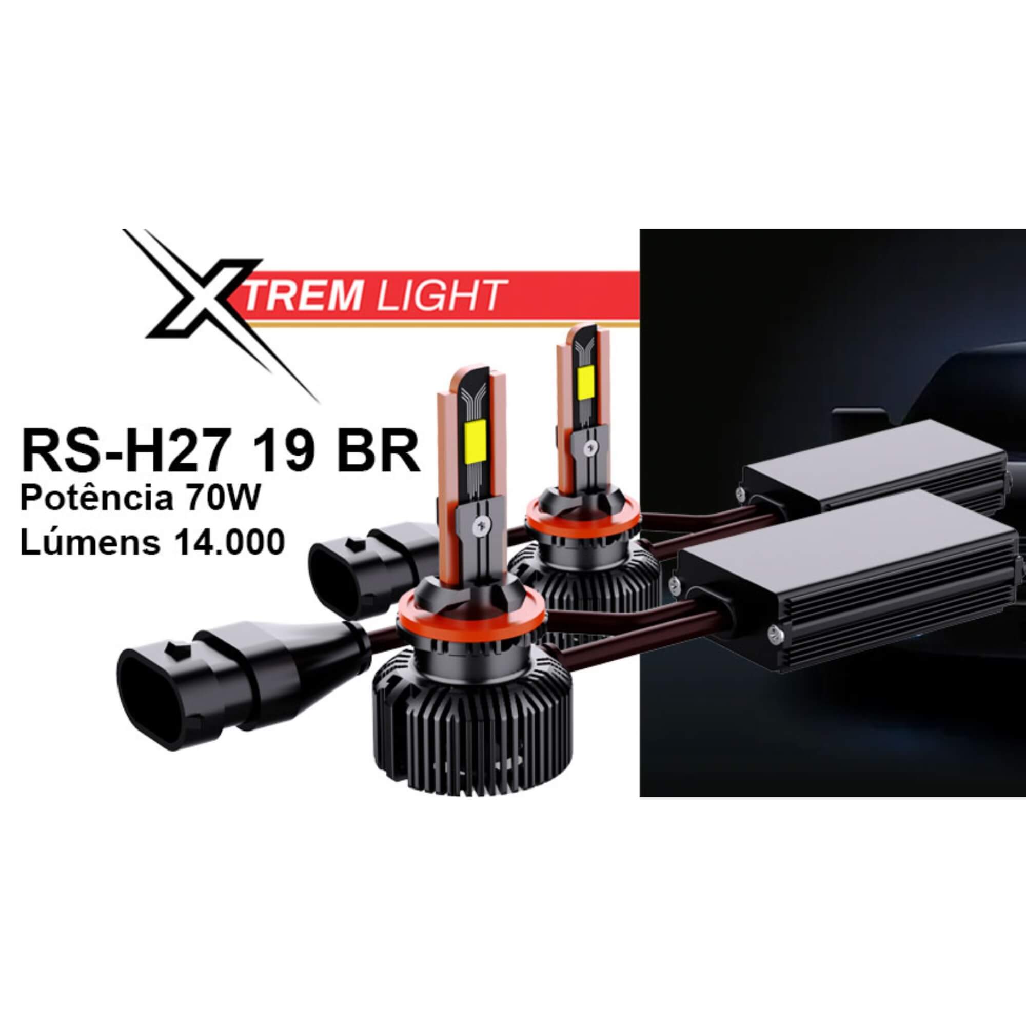 Par de Lâmpadas LED Veicular H27 Linha Xtrem Light Roadstar - RS-H27 19BR MI