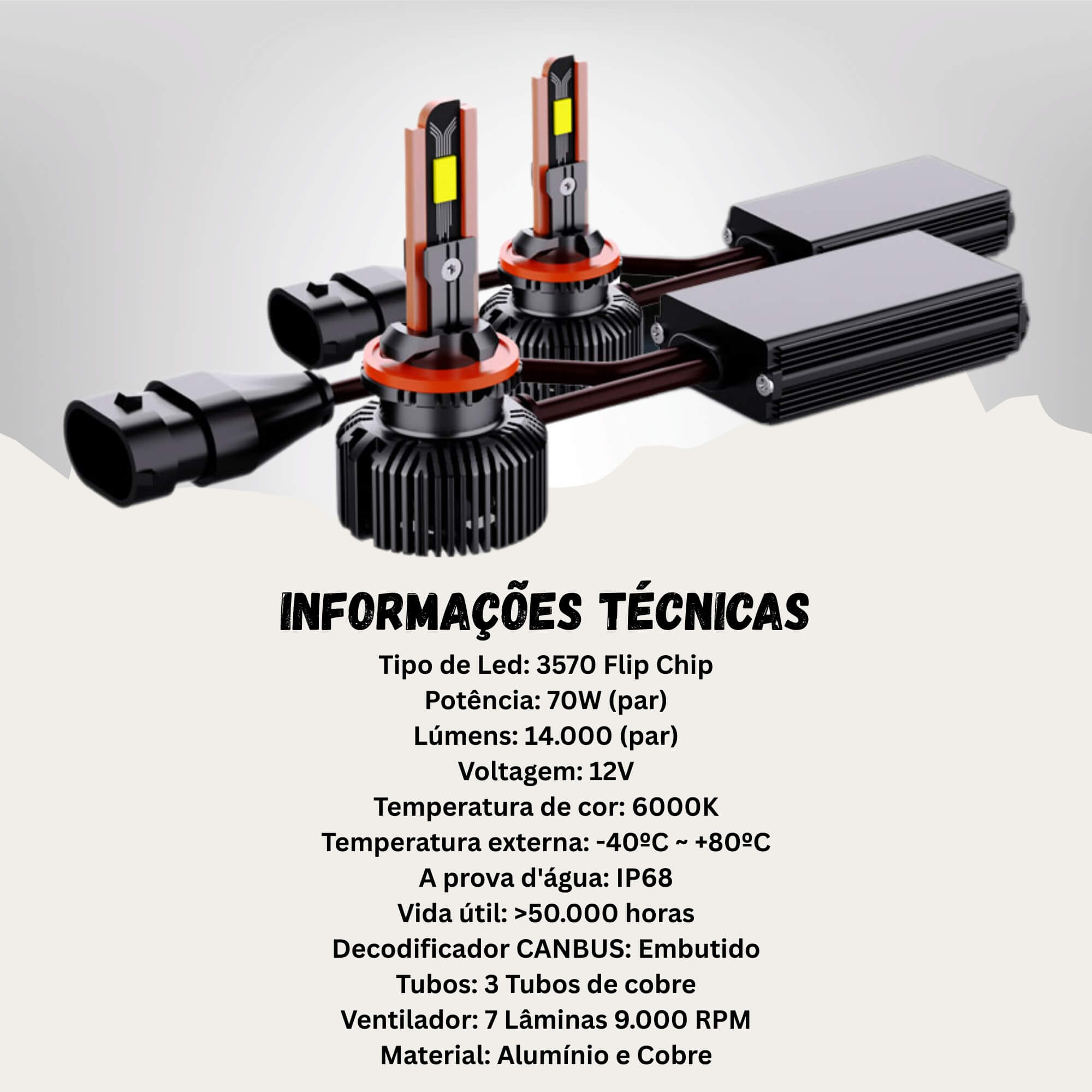 Par de Lâmpadas LED Veicular H27 Linha Xtrem Light Roadstar - RS-H27 19BR MI