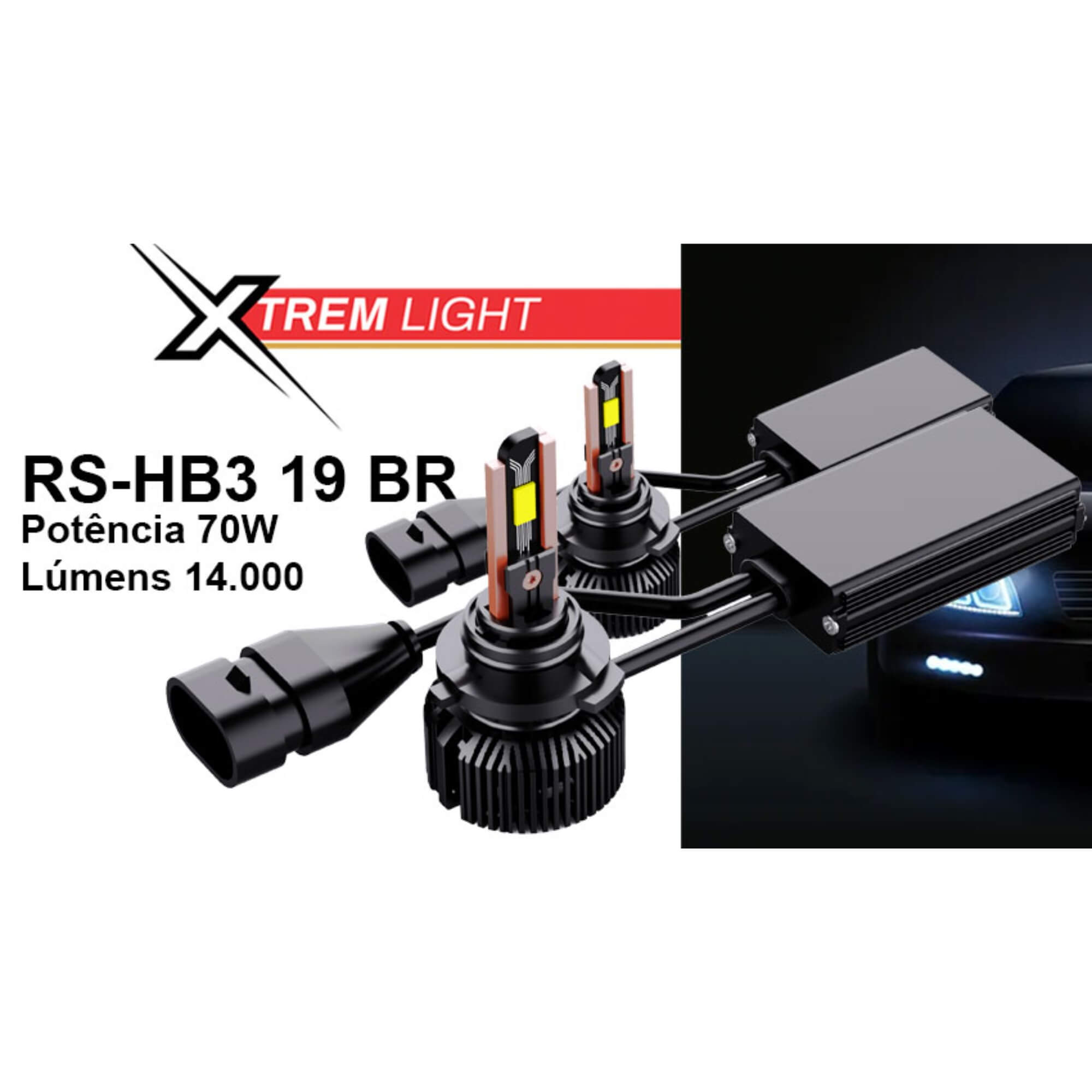 Par de Lâmpadas LED Veicular HB3 Linha Xtrem Light Roadstar - RS-HB3 19BR MI