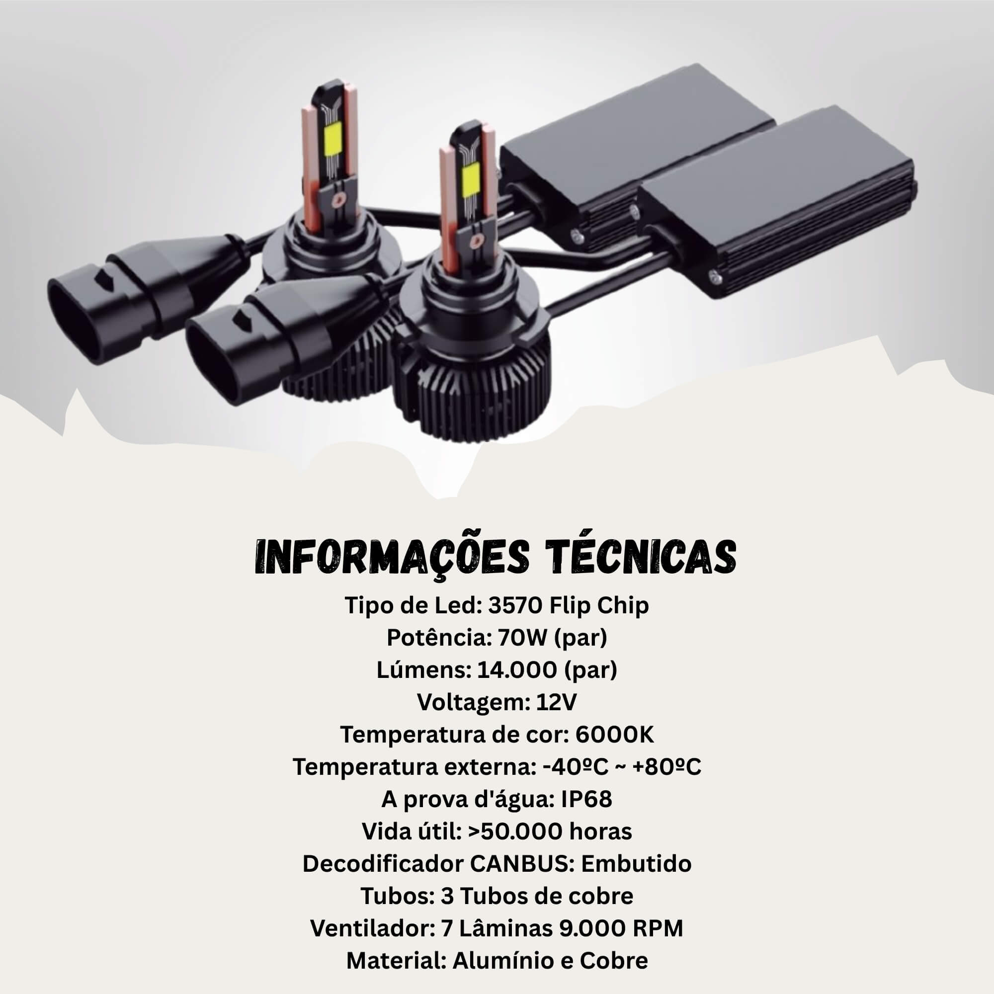 Par de Lâmpadas LED Veicular HB3 Linha Xtrem Light Roadstar - RS-HB3 19BR MI
