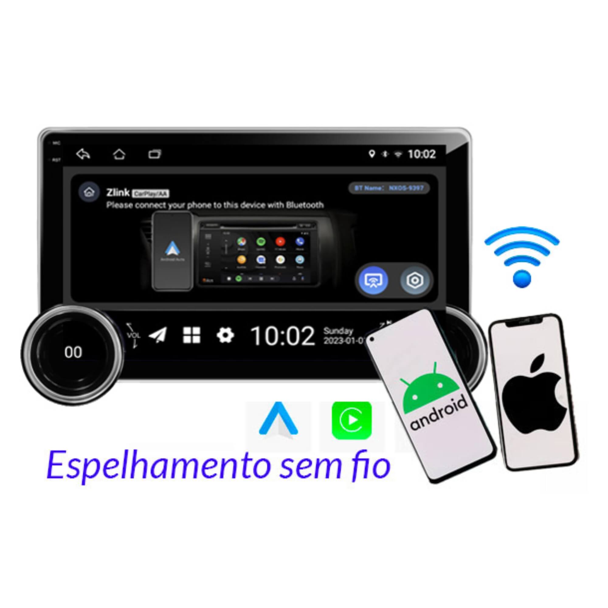 Multimídia Android Carplay c/ Botões Giratórios e Tela QLED 11,8" Pro Line Roadstar - RS1180BR MI