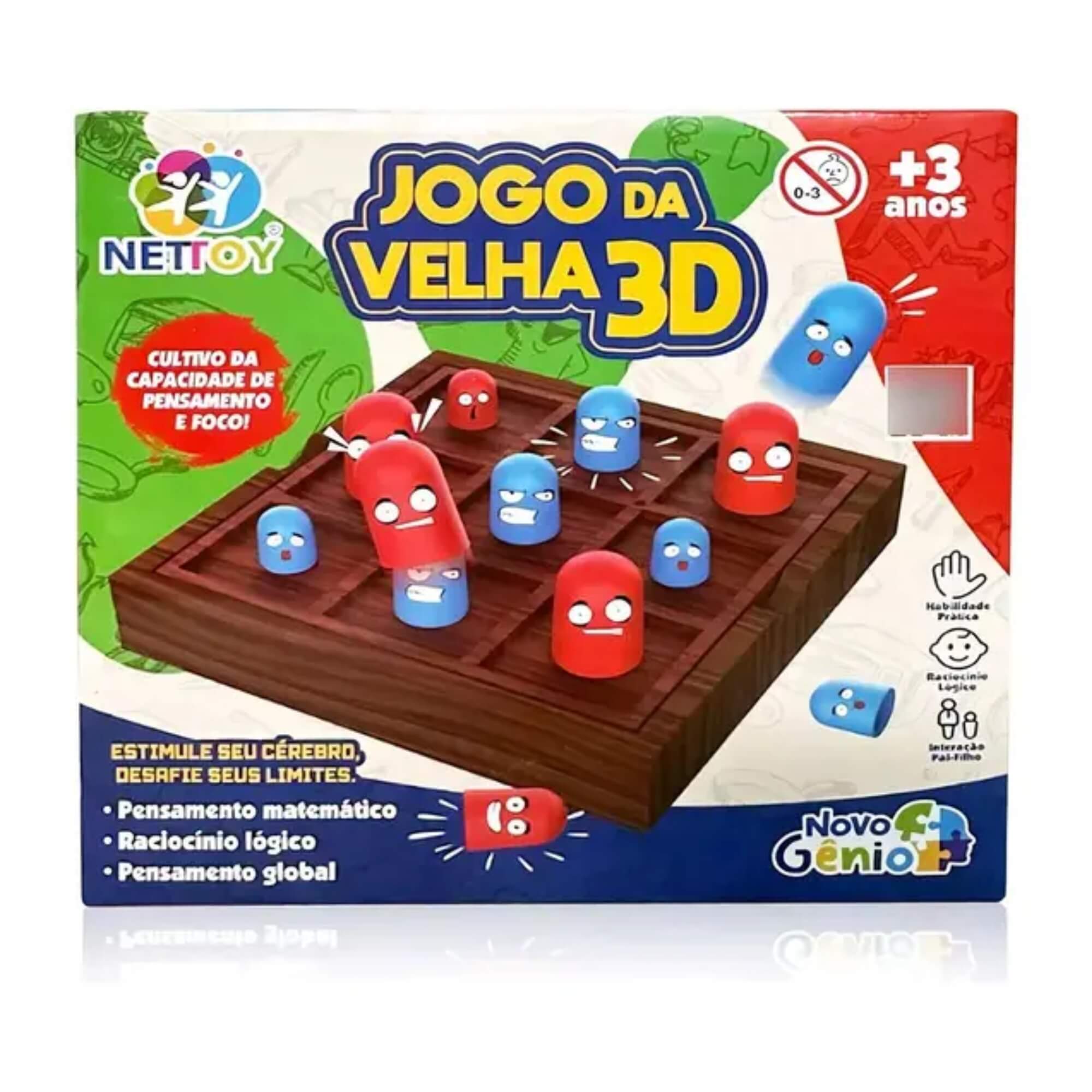 Brinquedo Infantil Jogo da Velha 3D Nettoy - 40005