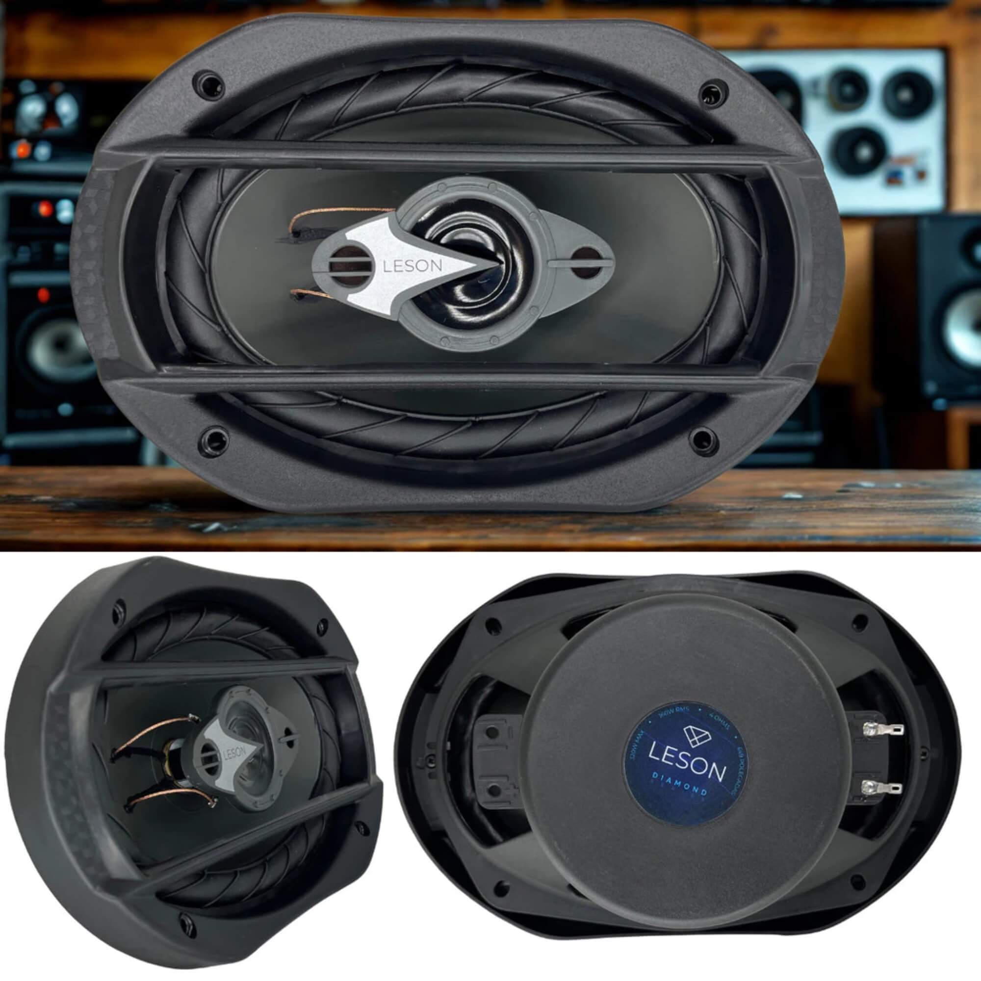Par de Alto Falantes 6x9 Polegadas Triaxial Diamond LD-69TX 320W 4Ohms Leson - 2LS110069