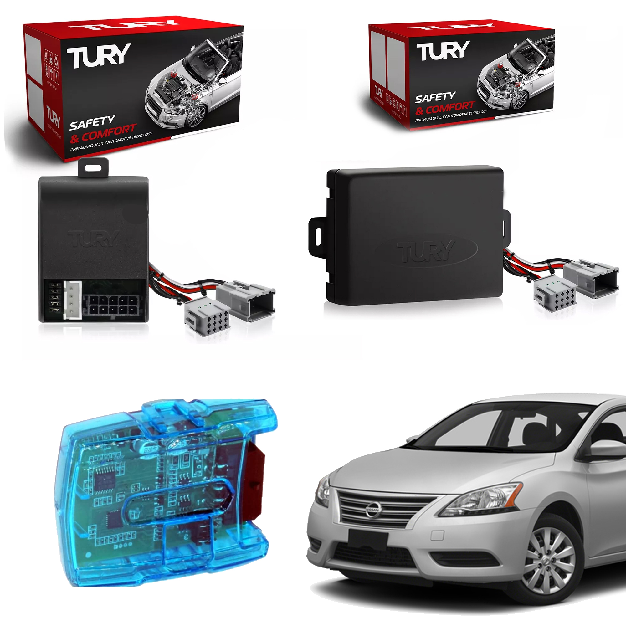 COMP Kit Módulo de Vidro Sentra 2010 Até 2013 + Retrovisores + Teto Solar