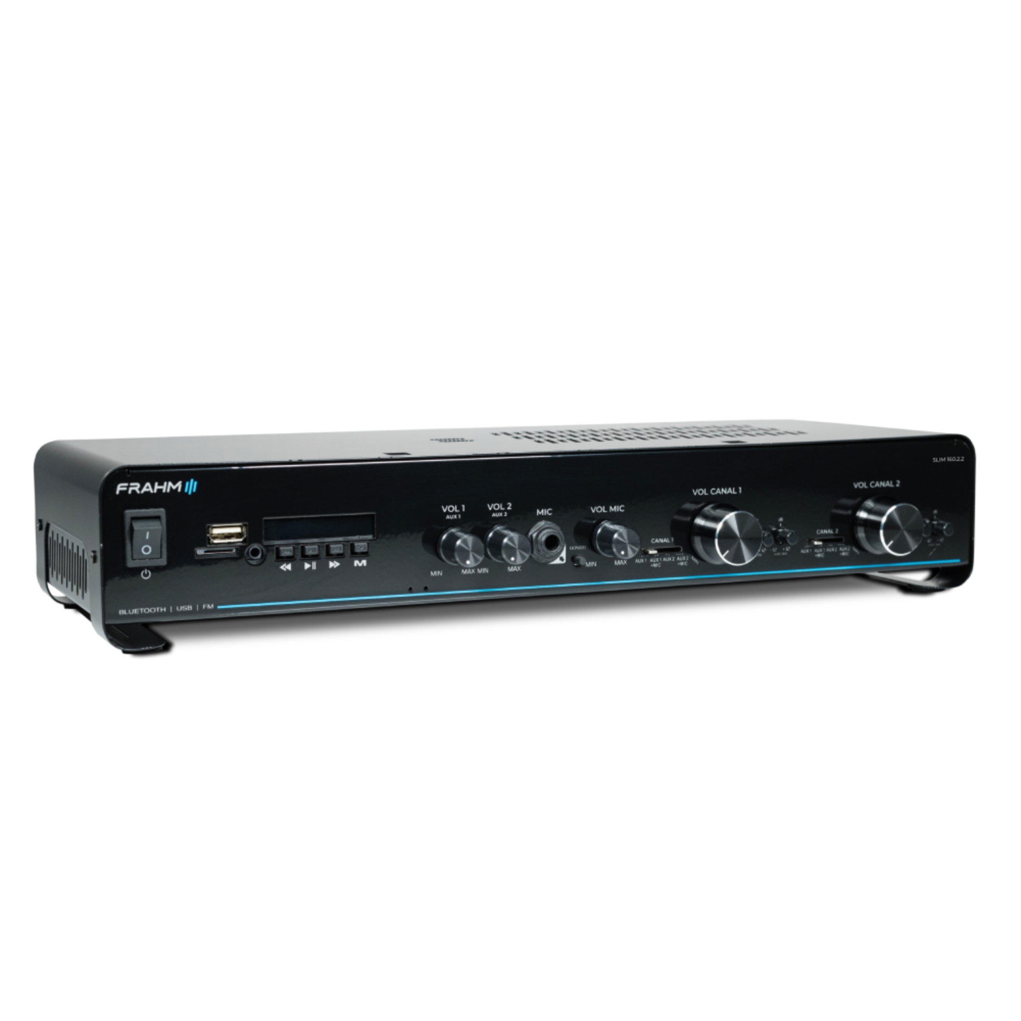 Amplificador Slim 160.2.2 2x80W RMS Bivolt Bluetooth USB FM Frahm - 32526
