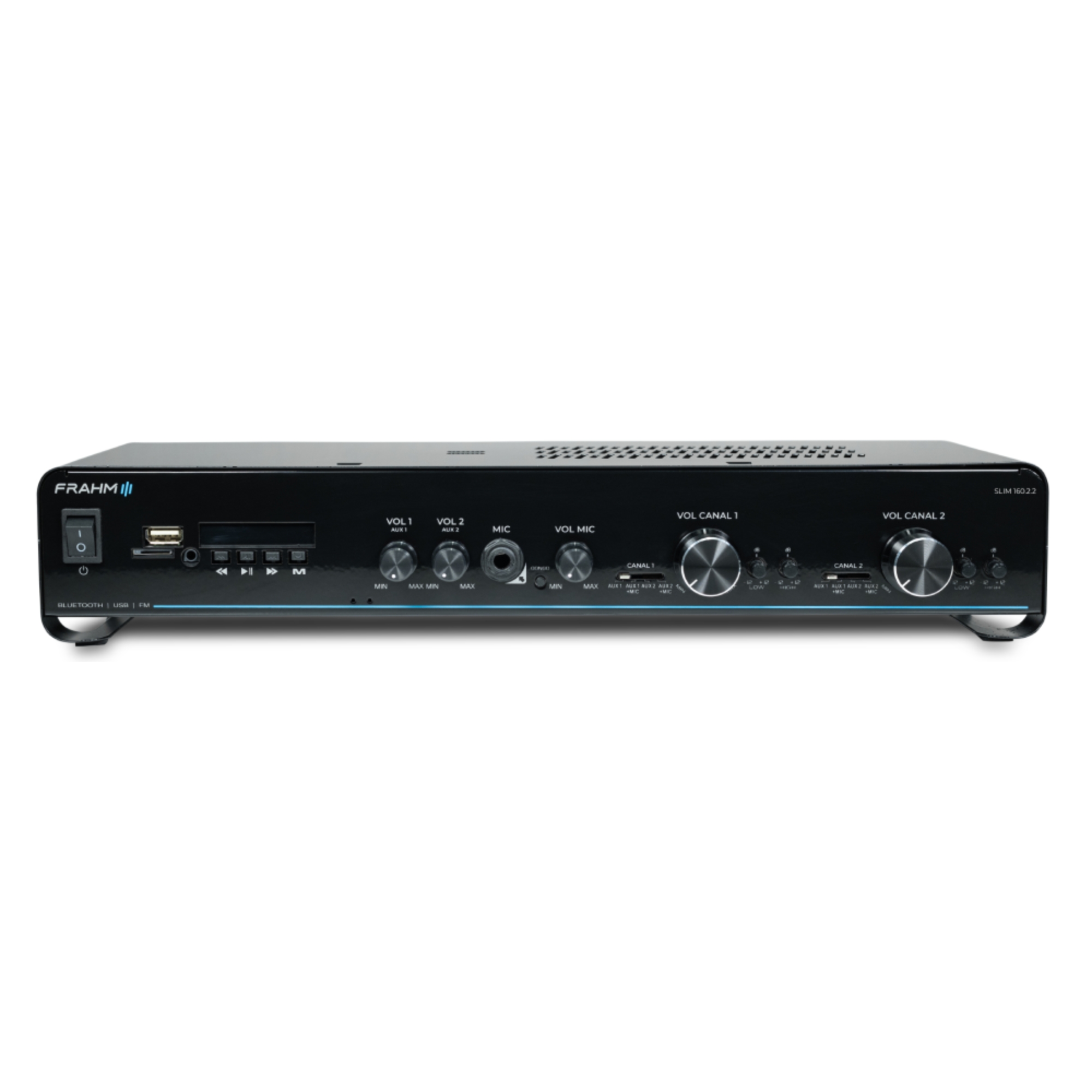 Amplificador Slim 160.2.2 2x80W RMS Bivolt Bluetooth USB FM Frahm - 32526