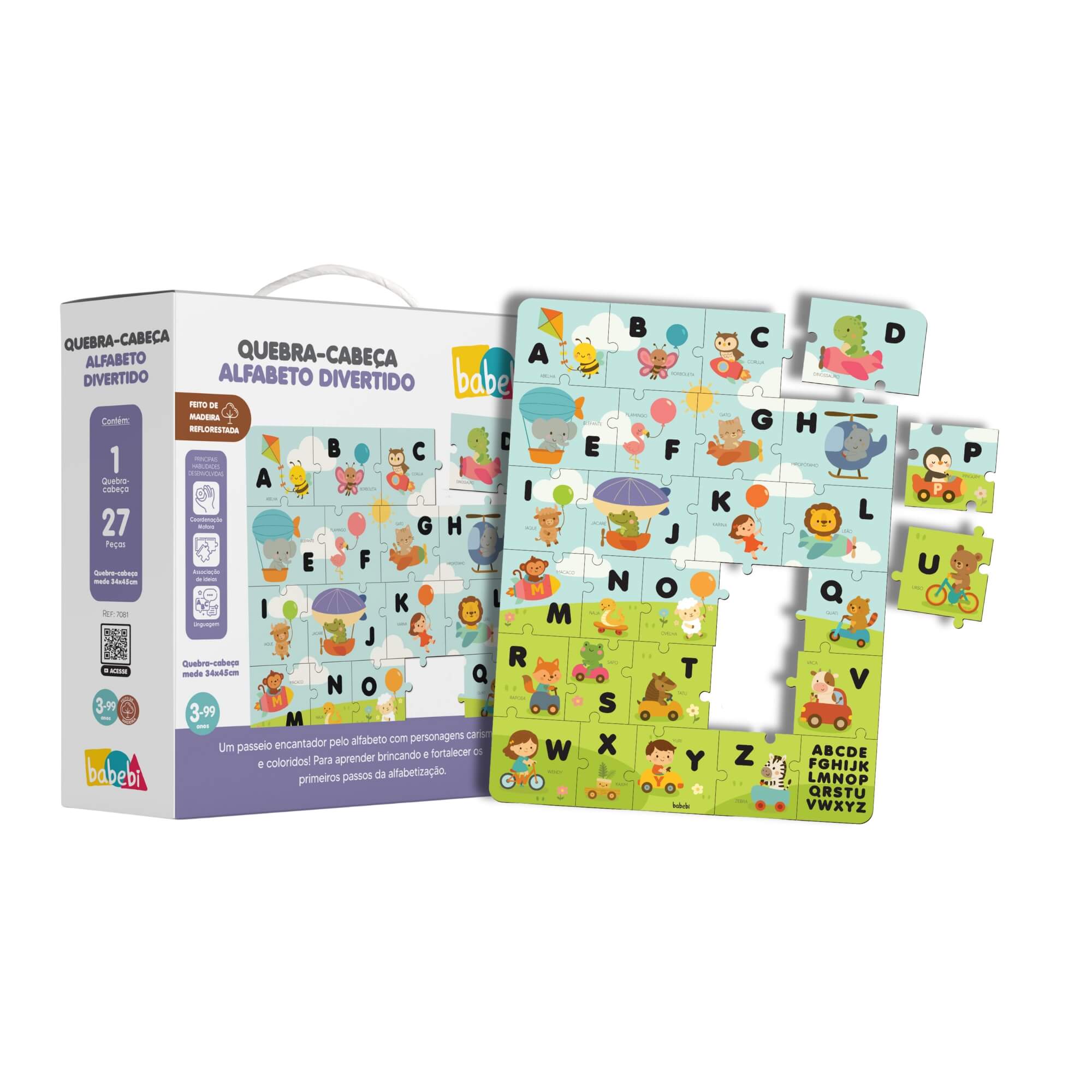 Brinquedo Infantil Quebra-Cabeça Alfabeto Divertido Babebi - 7081