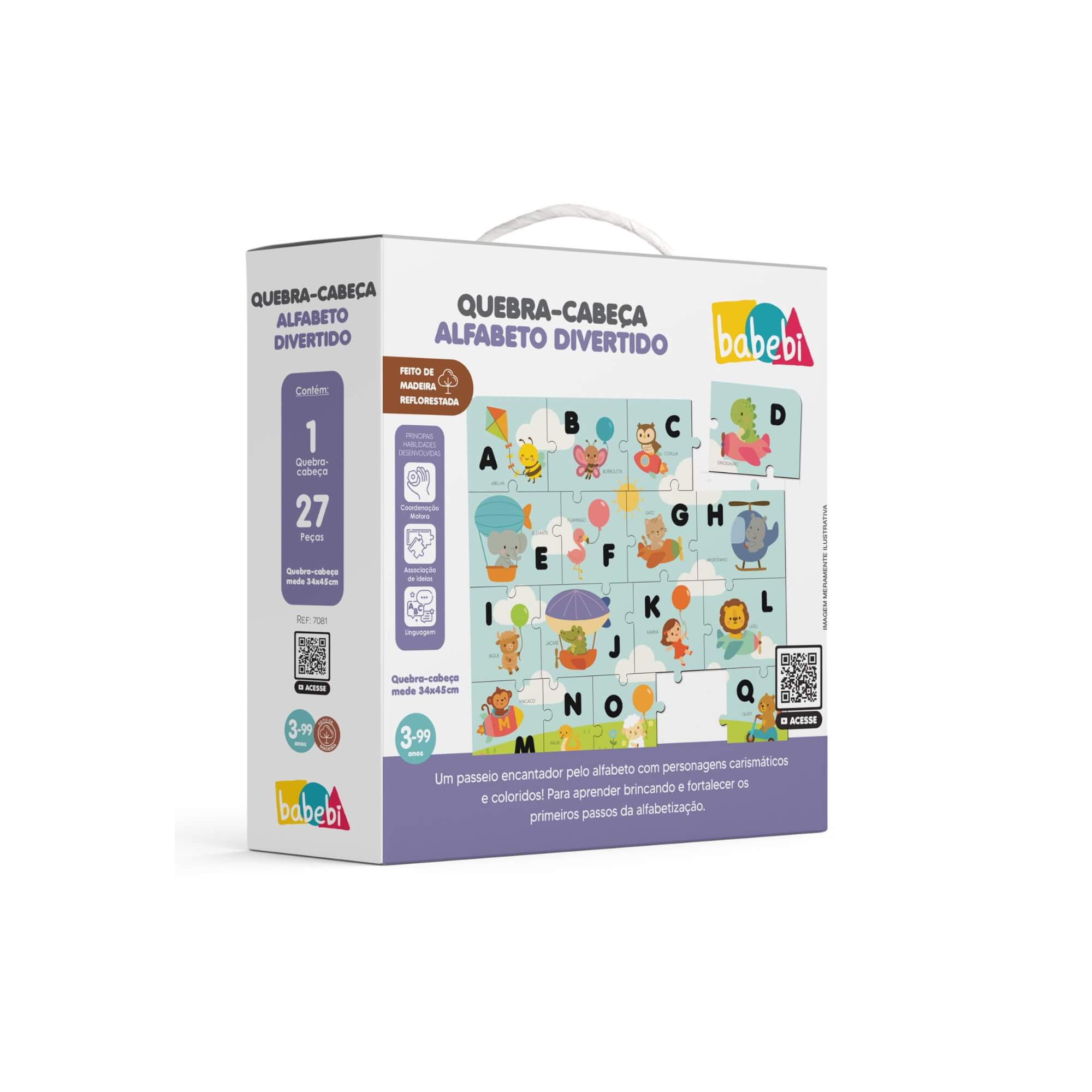 Brinquedo Infantil Quebra-Cabeça Alfabeto Divertido Babebi - 7081