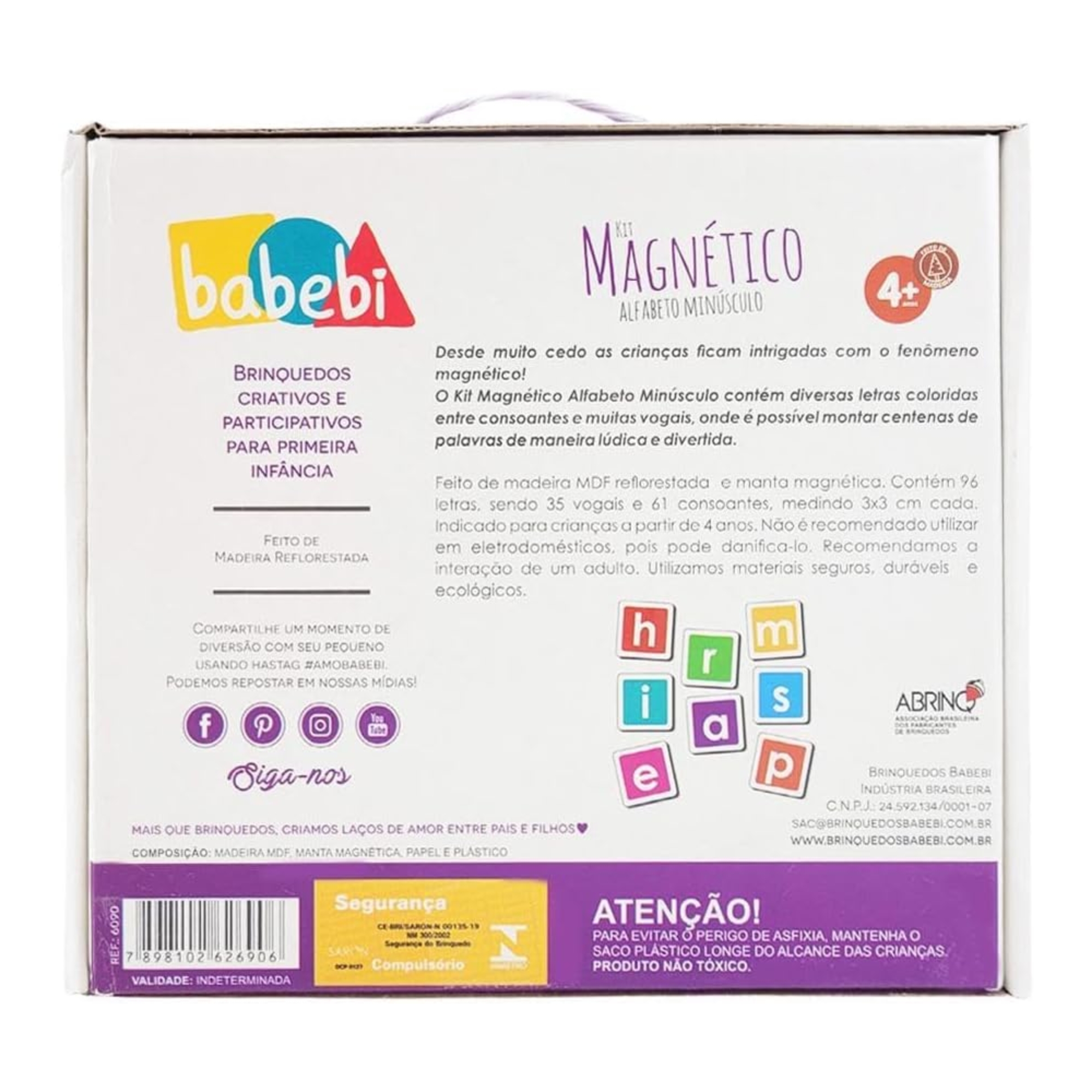 Brinquedo Infantil Kit Magnético Alfabeto Minúsculo Babebi - 6090
